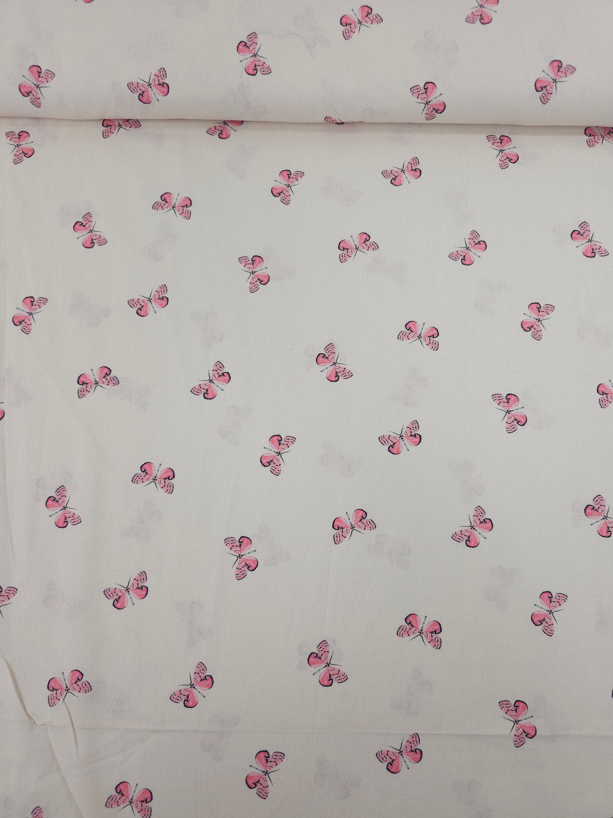 Pale Pink Butterflies 100% Cotton - Michael Miller