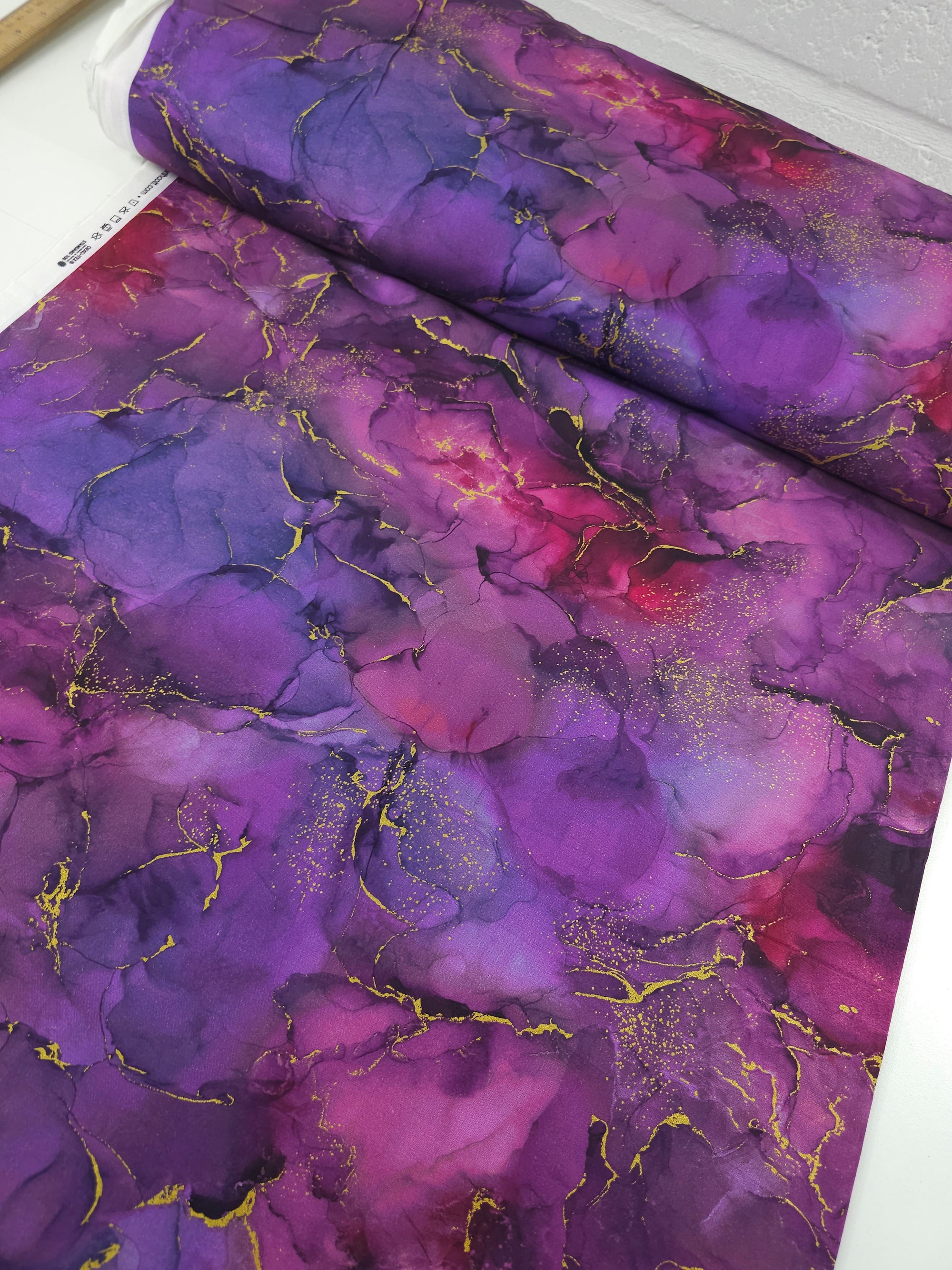 Purple/Magenta Gold Marble 100% Cotton