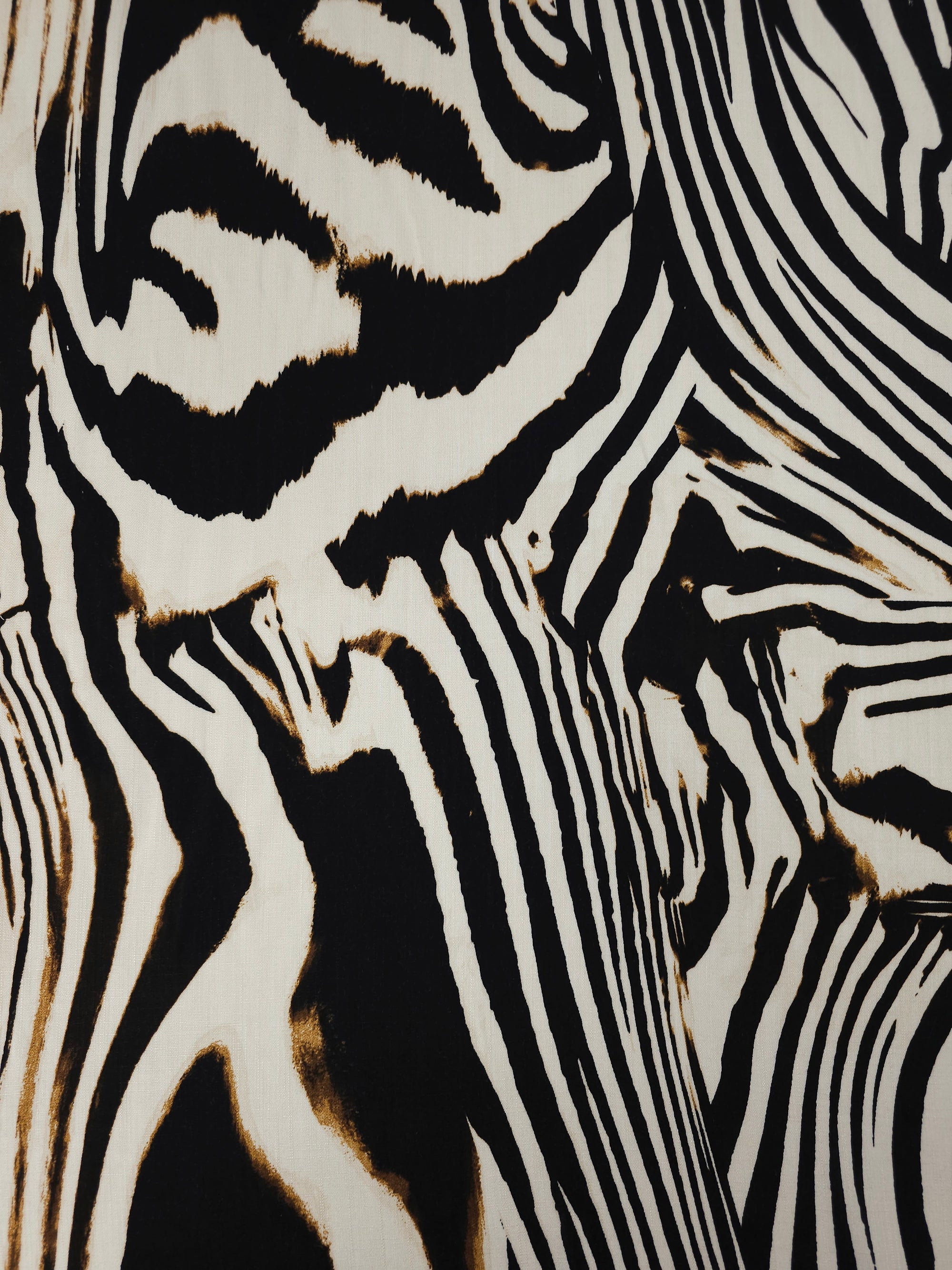 Cream/Black Abstract Zebra Burn Viscose