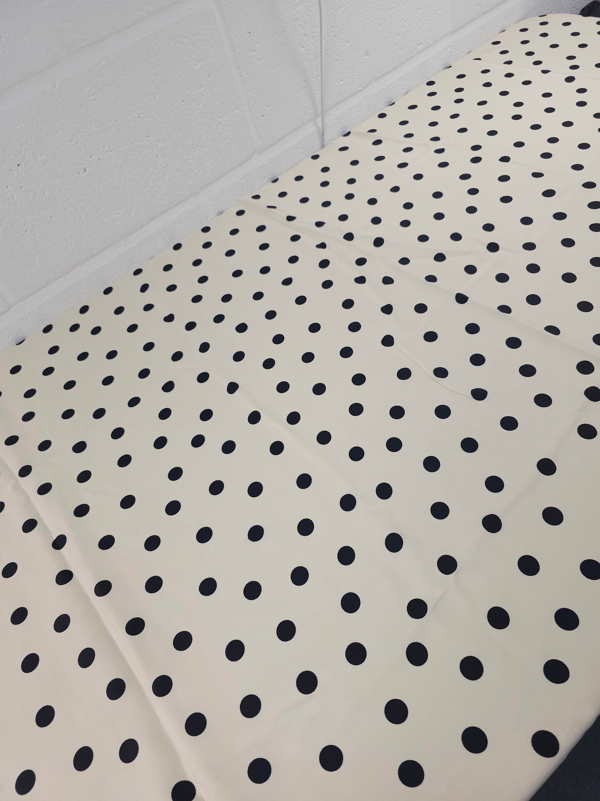 Light Cream/Black Medium Polka Spot Viscose Satin