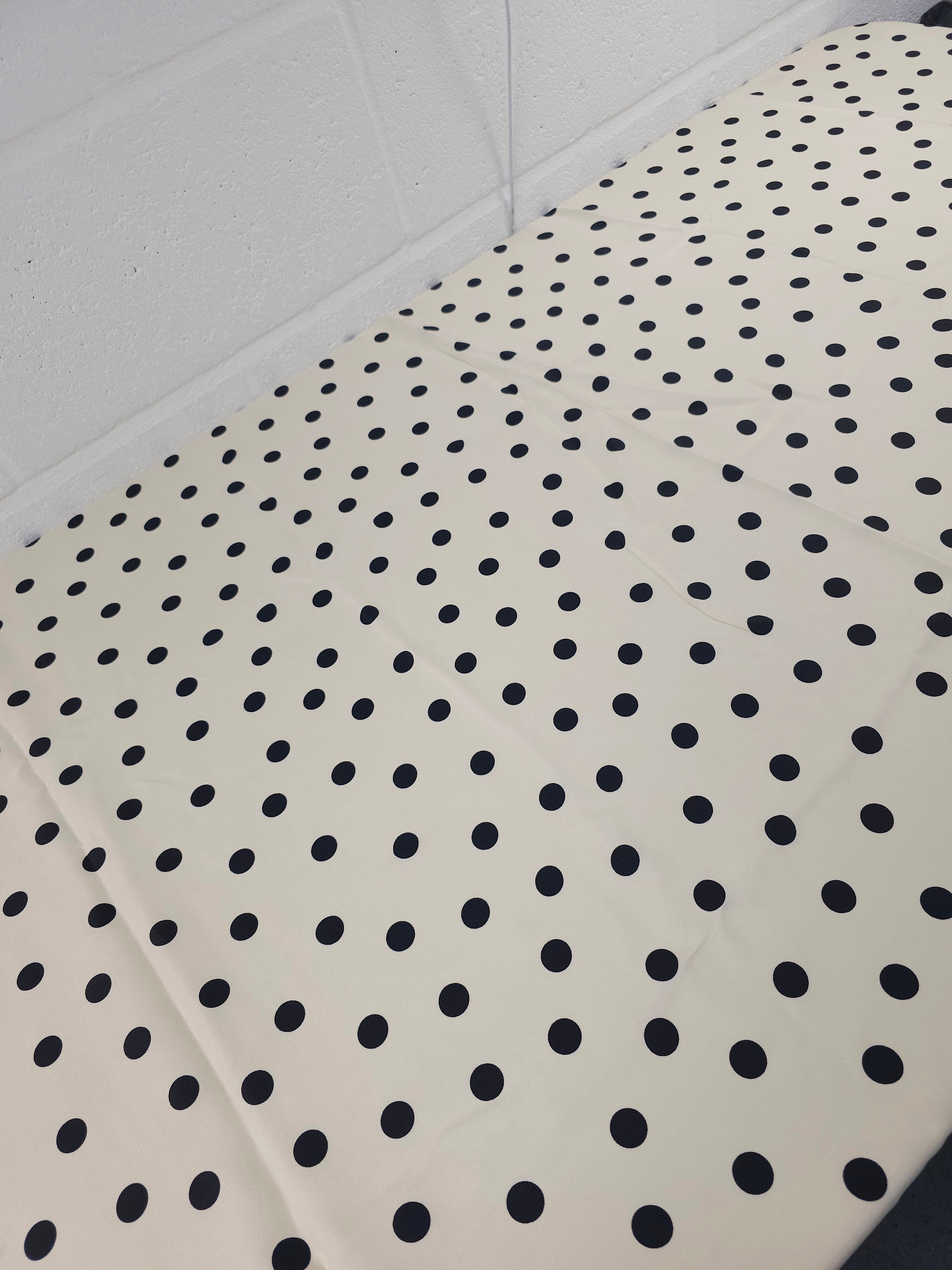 Light Cream/Black Medium Polka Spot Viscose Satin