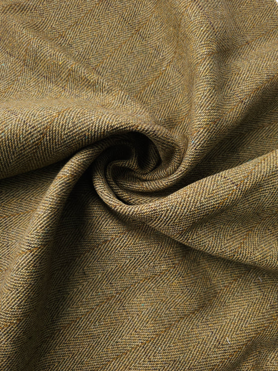 Olive Herringbone Wool Mix