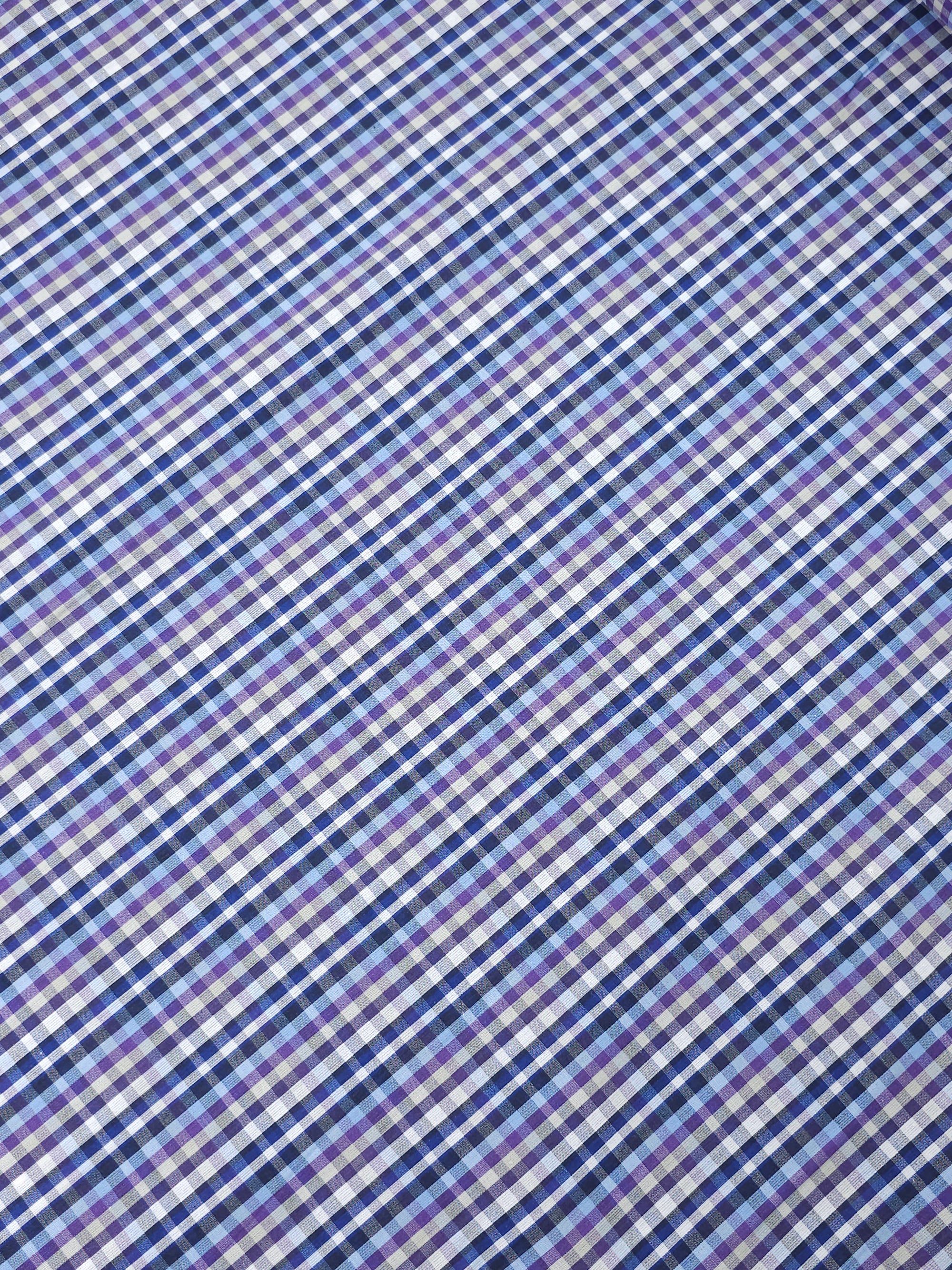 Purple/Blue/Black Mini Check 100% Cotton