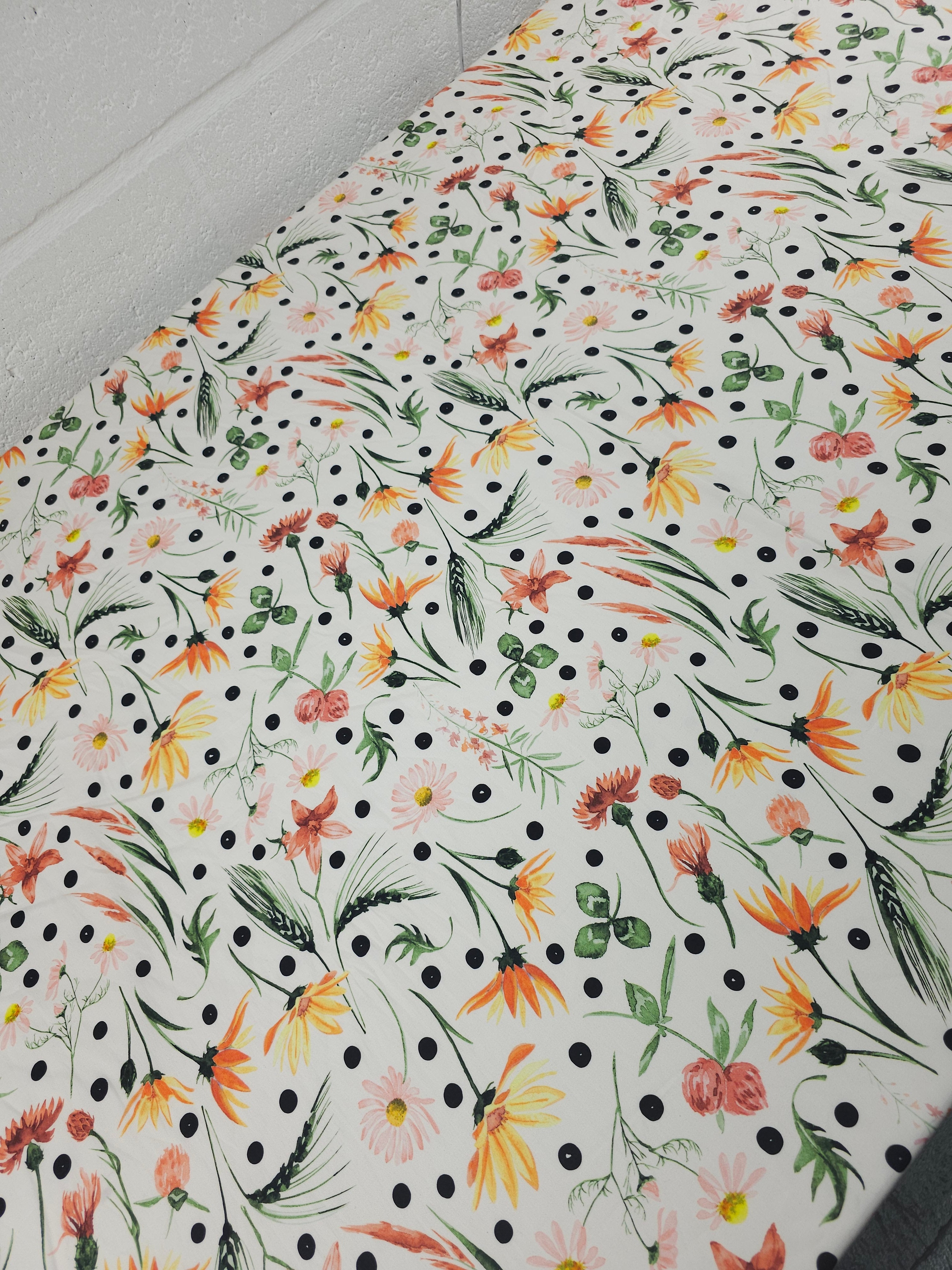Floral Stem Polka Cotton Poplin