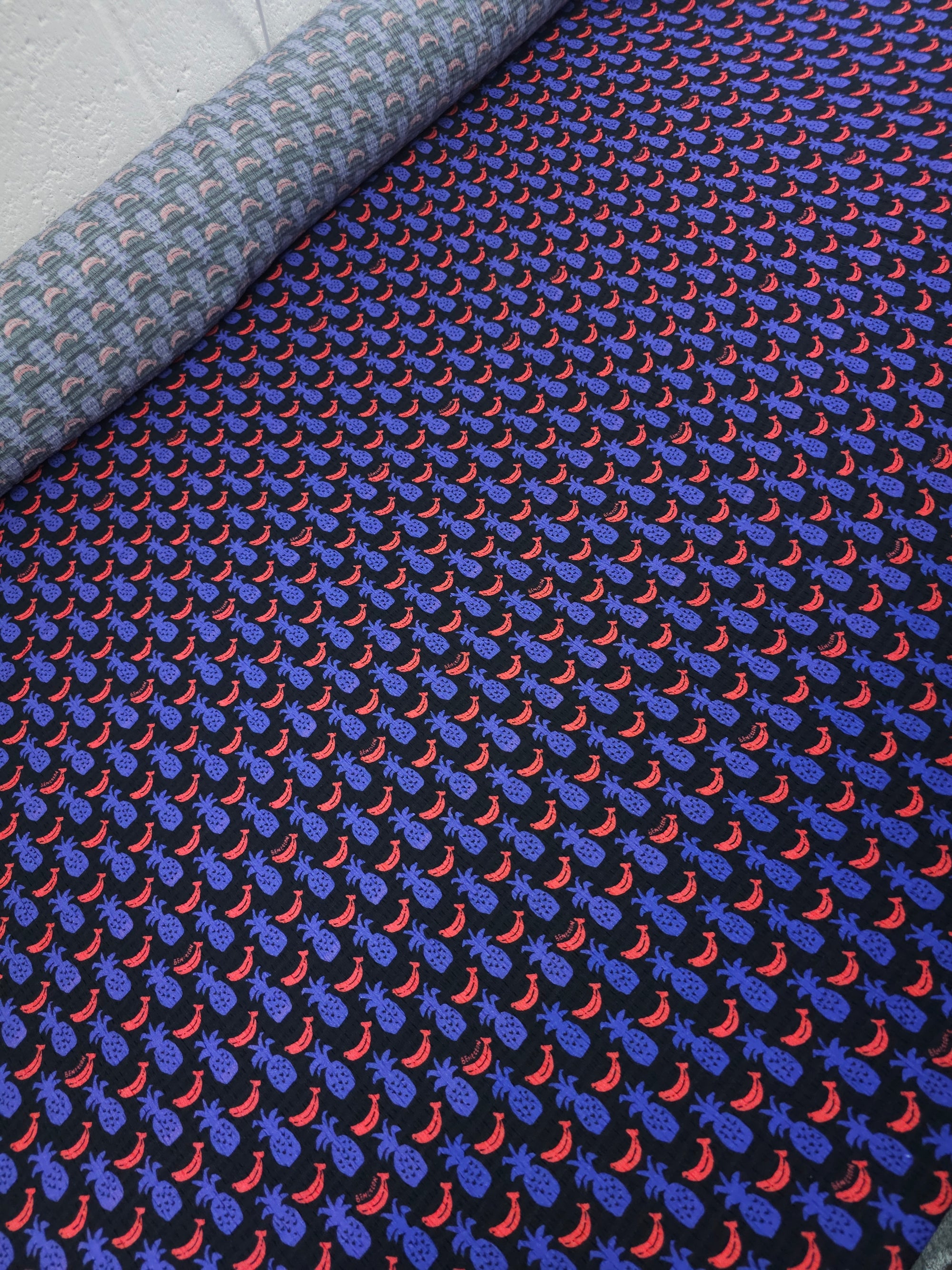 Coral/Violet Banana Pineapple Viscose Gauze