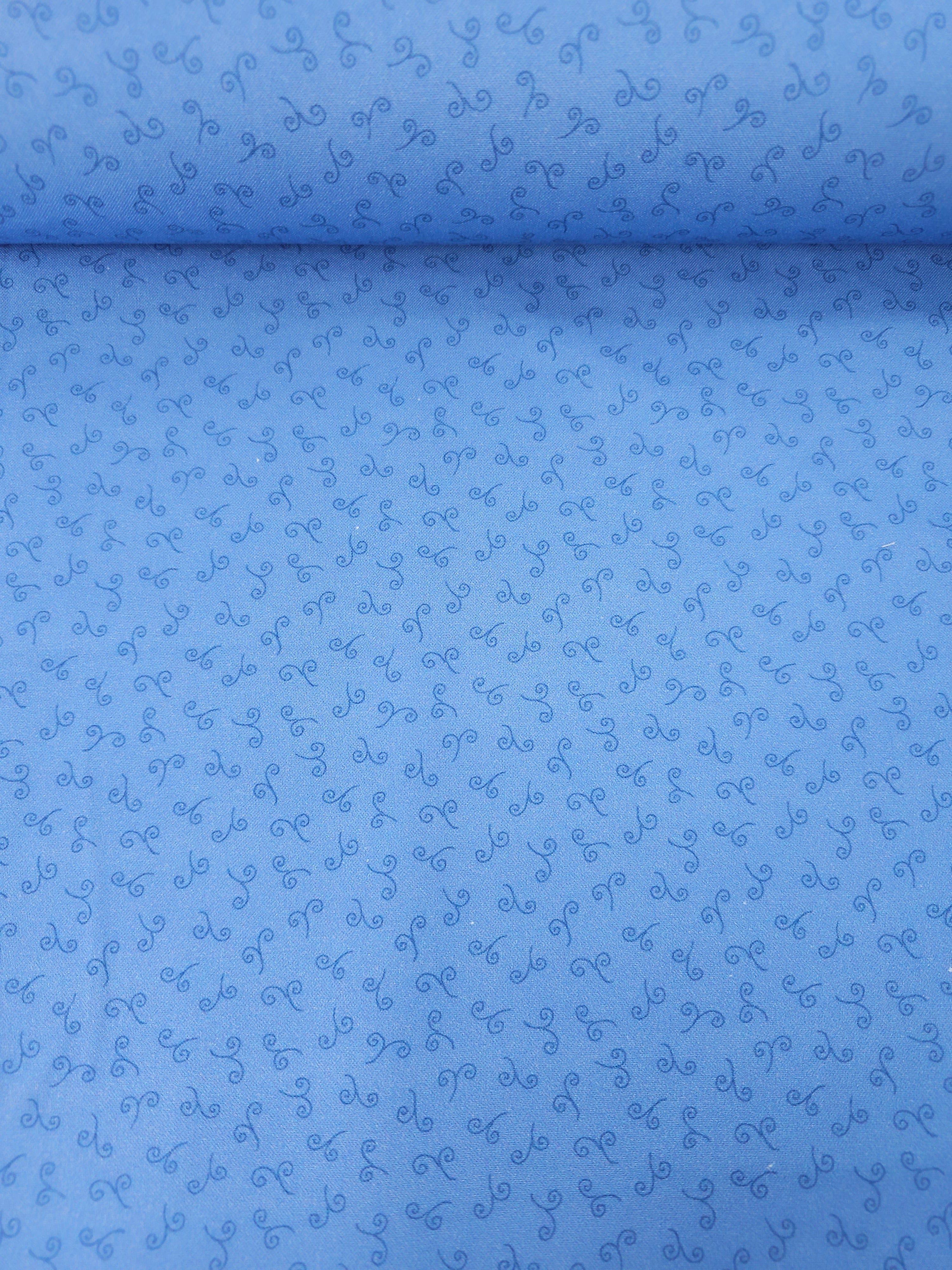 Periwinkle Blue Ditsy Swirl Stem 100% Cotton