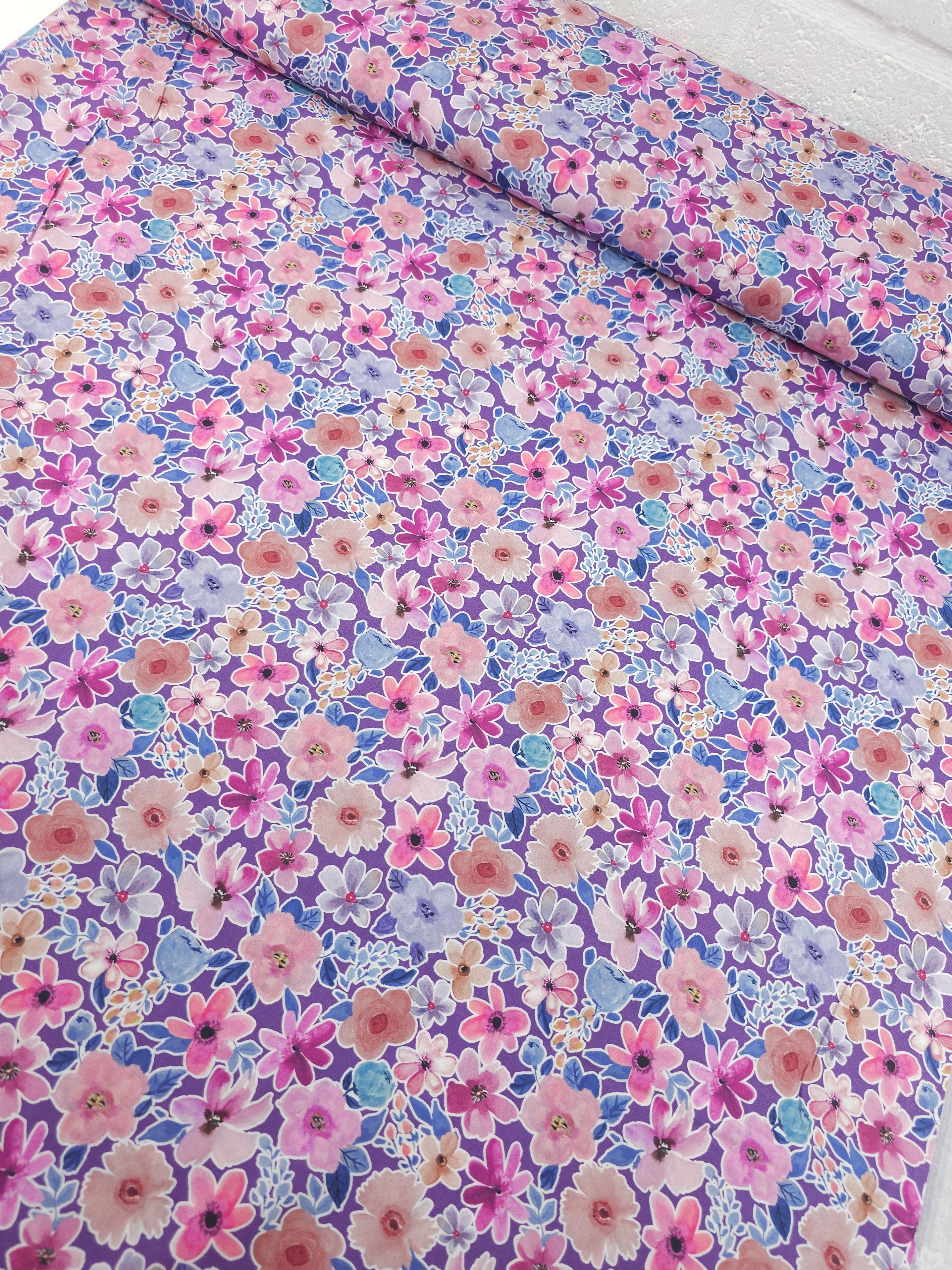 Beau Watercolour Floral Lightweight Cotton 57"