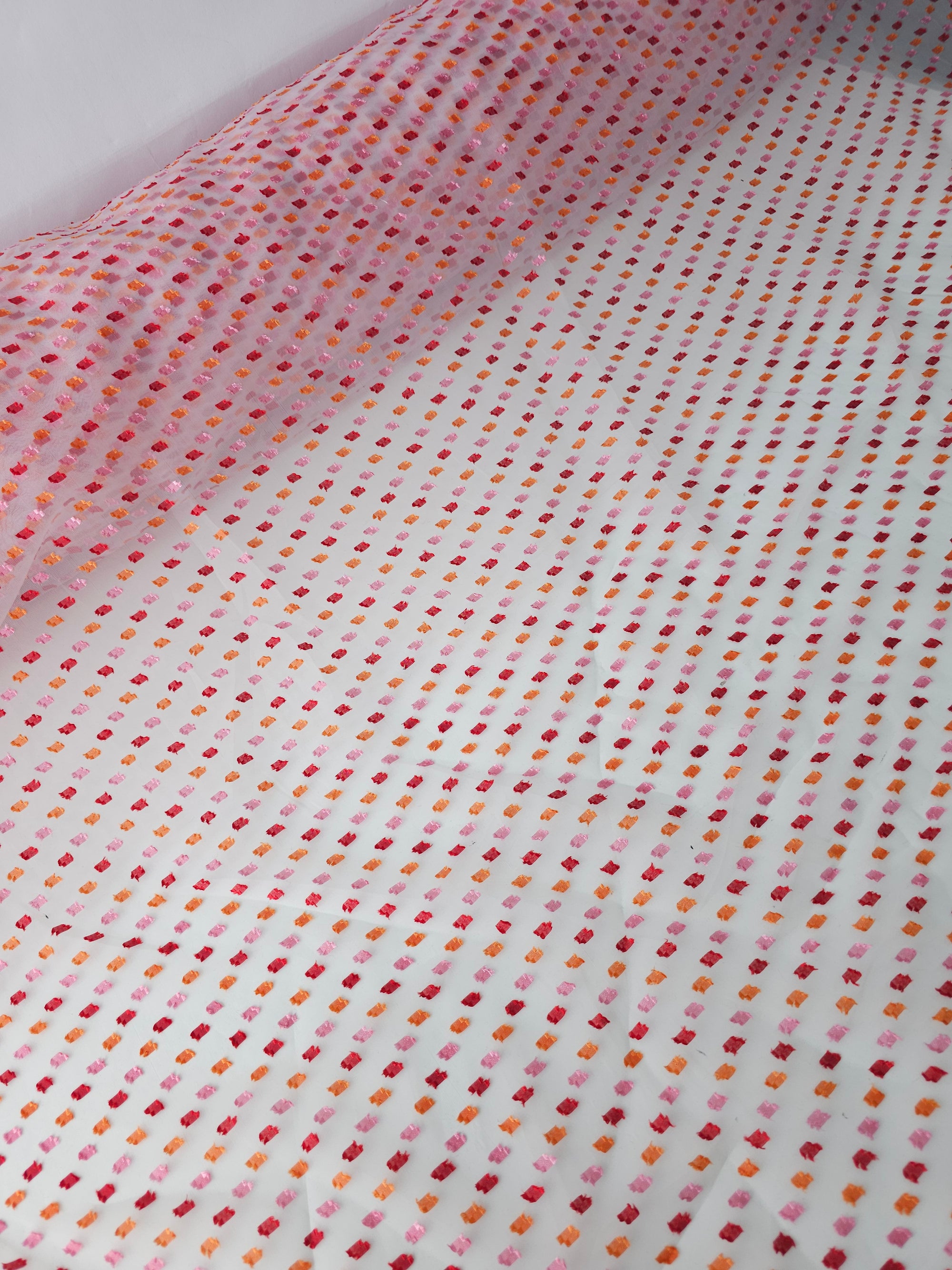 Pink/Orange Dobby Organza
