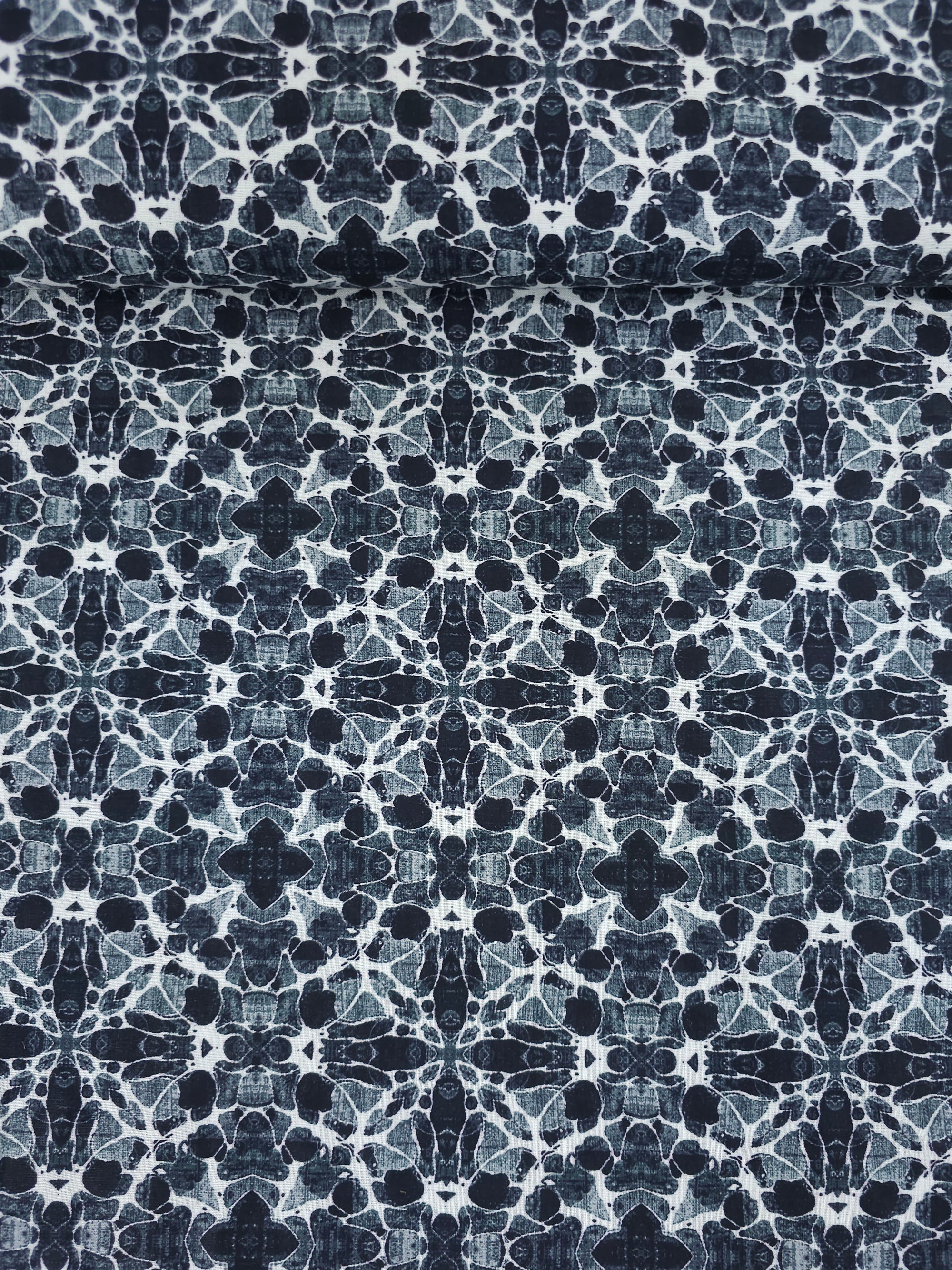 Charcoal Abstract Kaleidoscope 100% Cotton