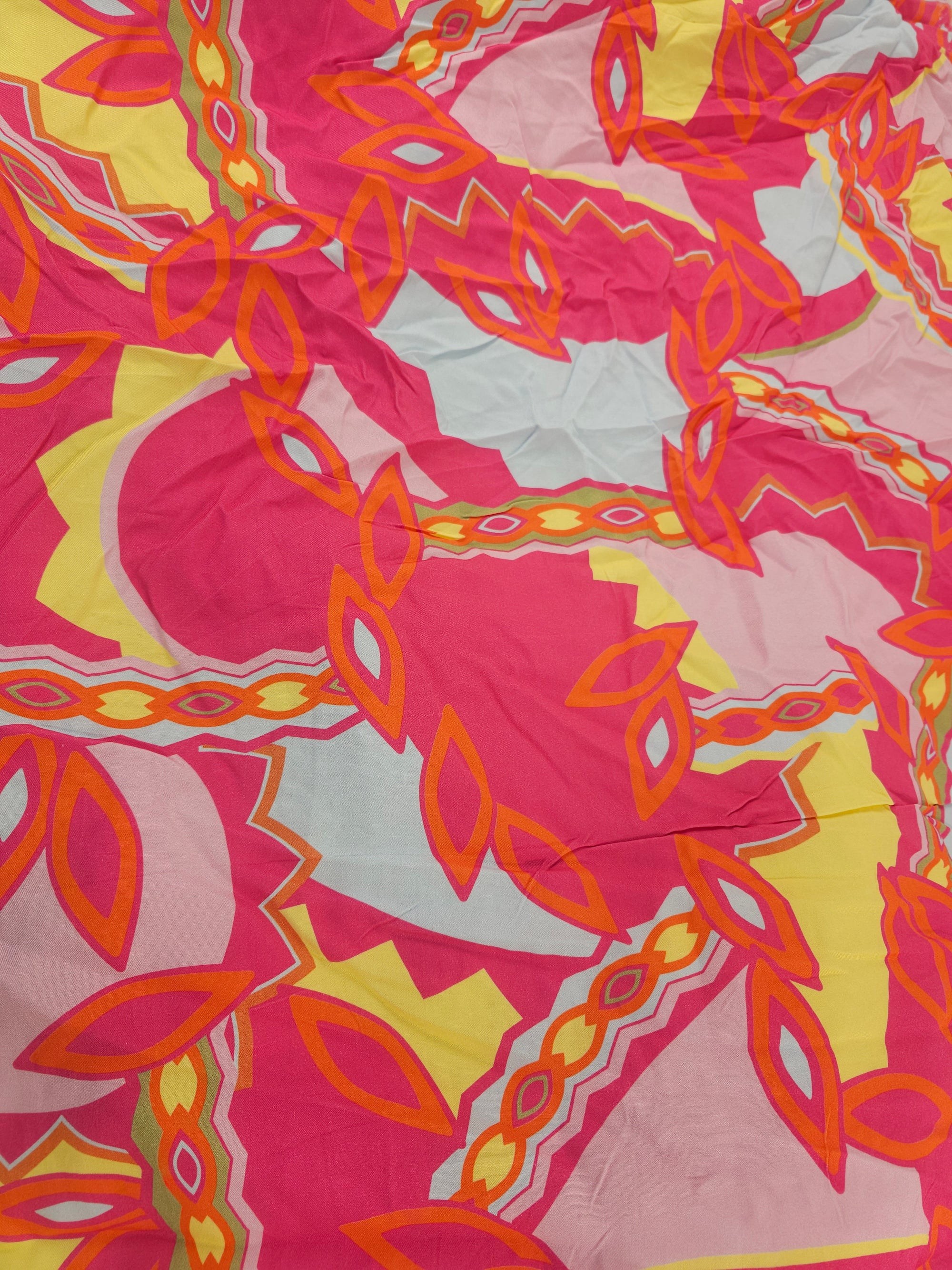 Neon pink yellow design Viscose- 4.5m piece