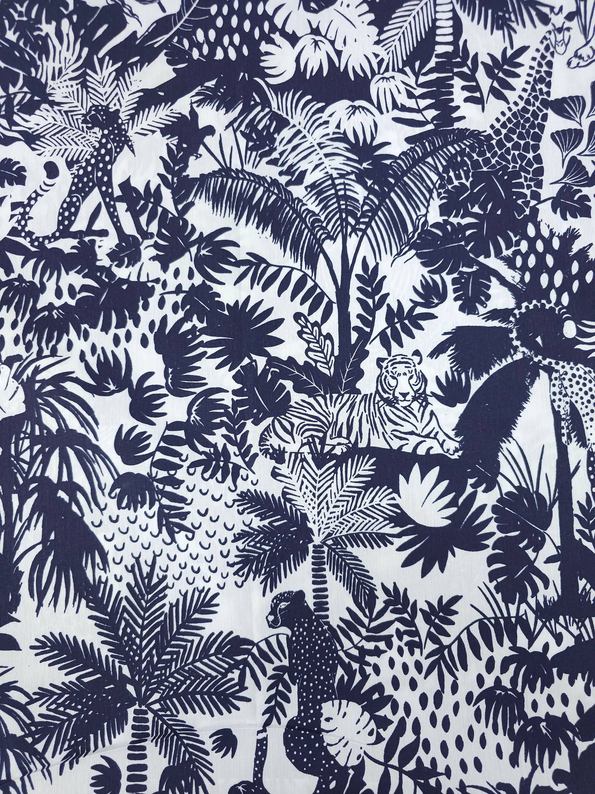 Navy/White Safari Jungle 100% Cotton 86" *EXTRA WIDE*