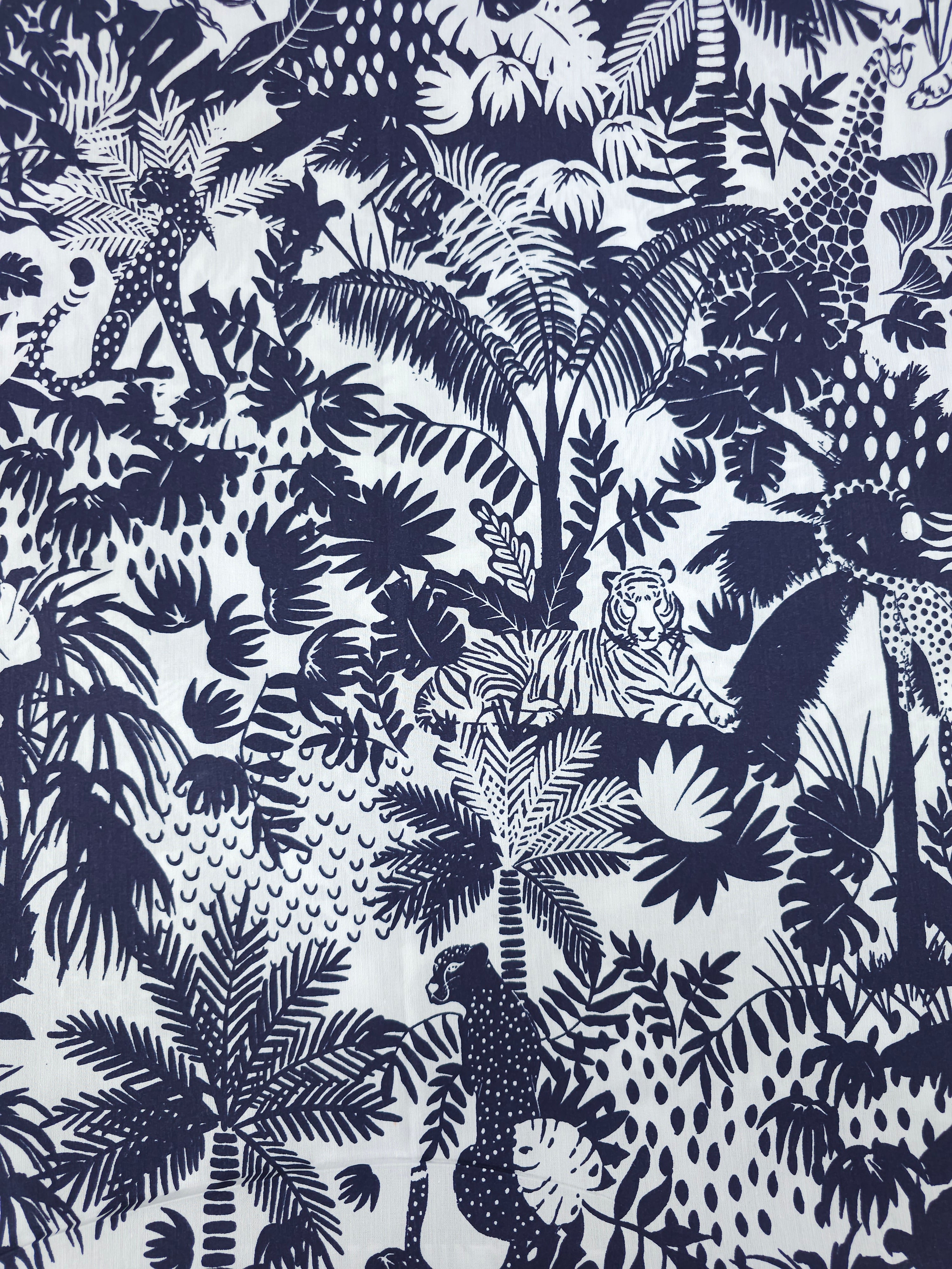 Navy/White Safari Jungle 100% Cotton 86" *EXTRA WIDE*