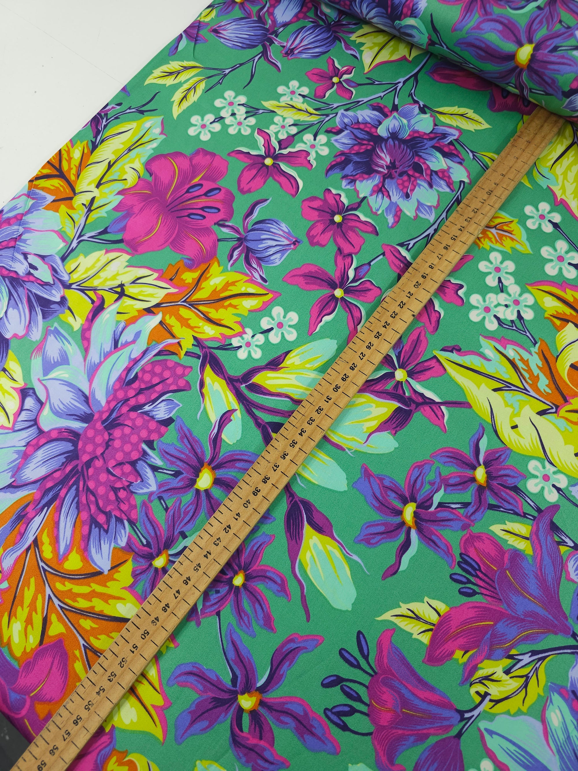 Teal Untamed Hello Dahlia Cotton Sateen 108" - Tula Pink *EXTRA WIDE*