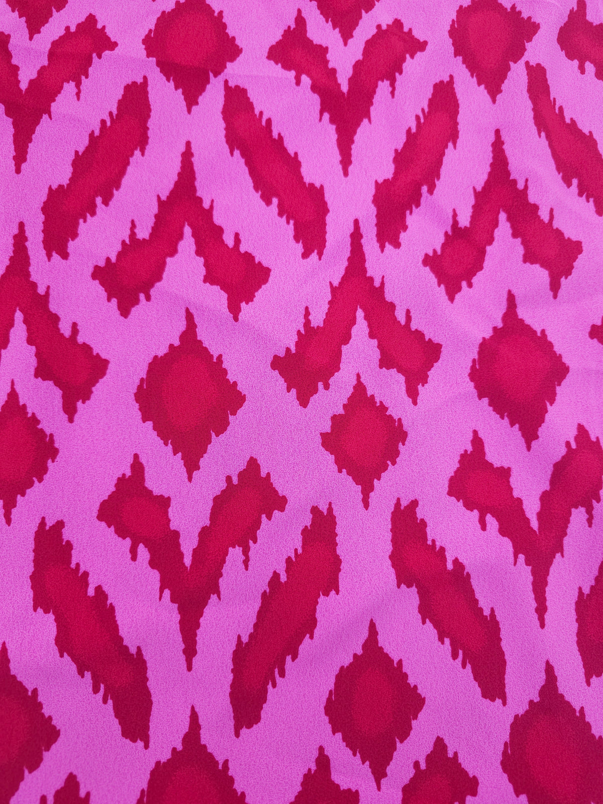 Bold pink red ikat poly crepe - 3m piece