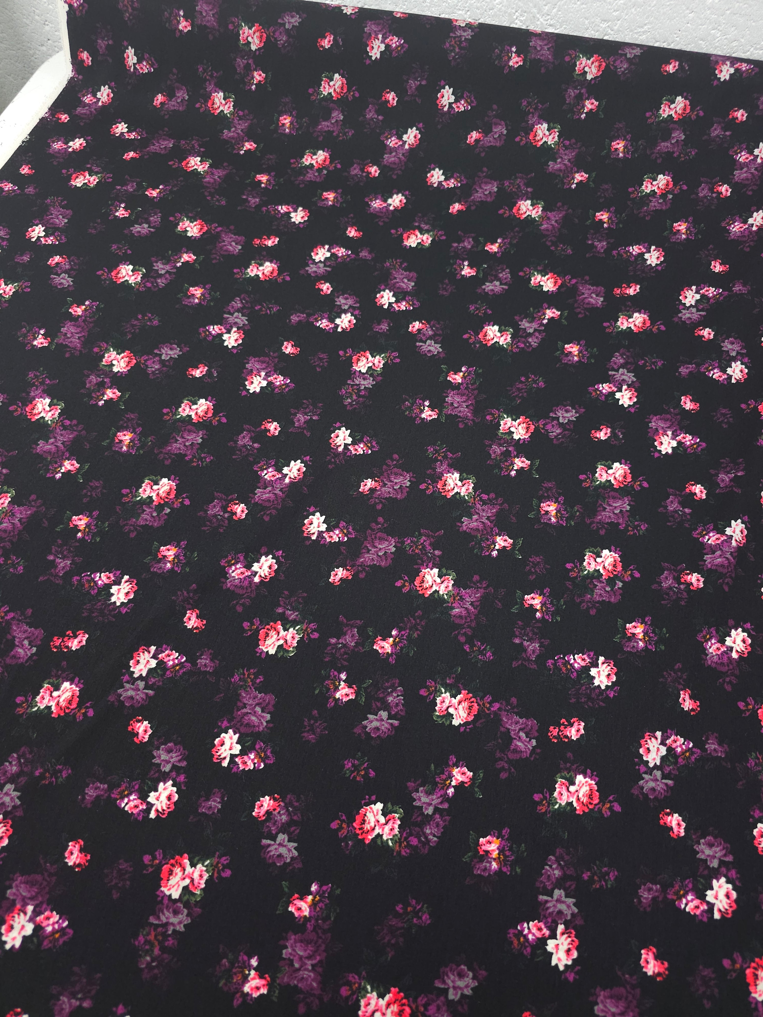 Pink/Purple Bouquet Floral Poly Crepe