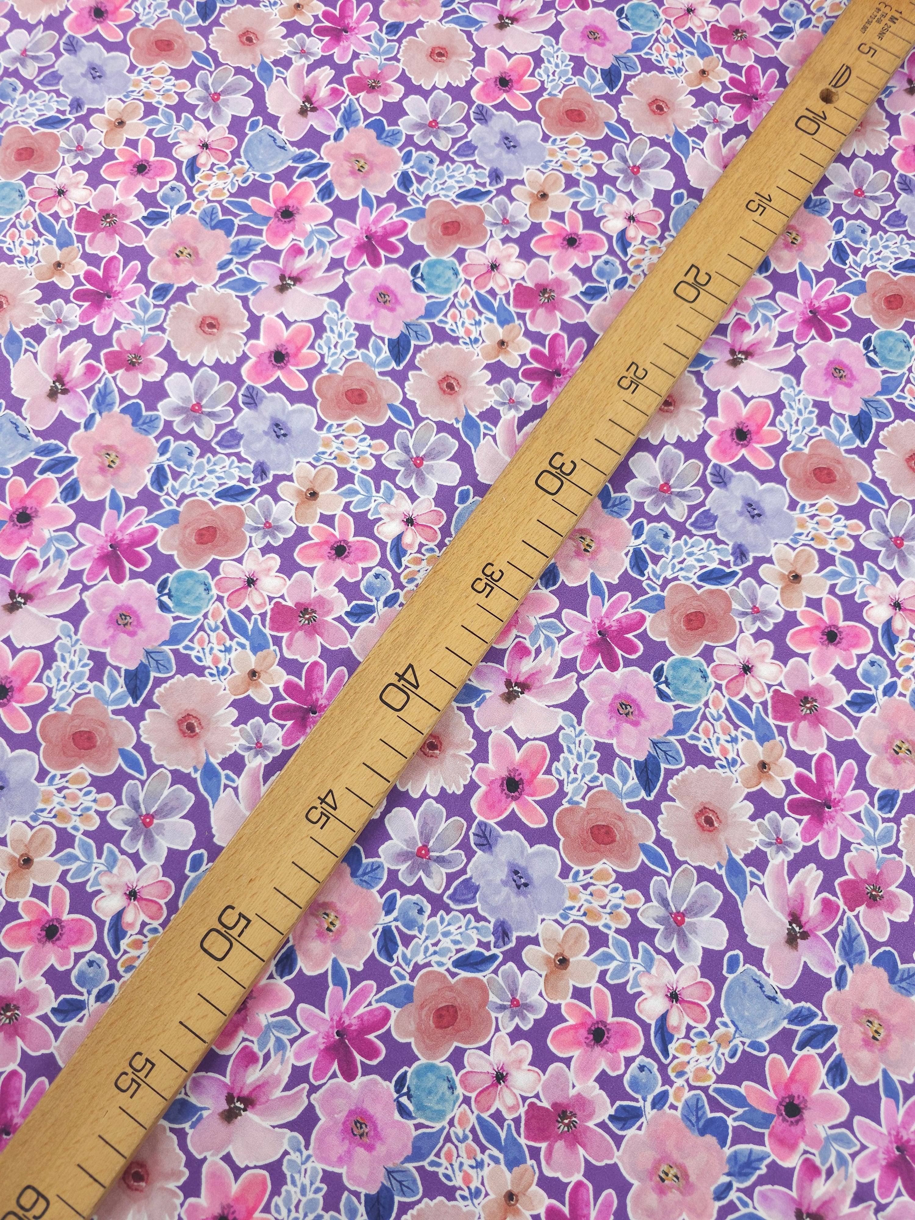 Beau Watercolour Floral Lightweight Cotton 57"