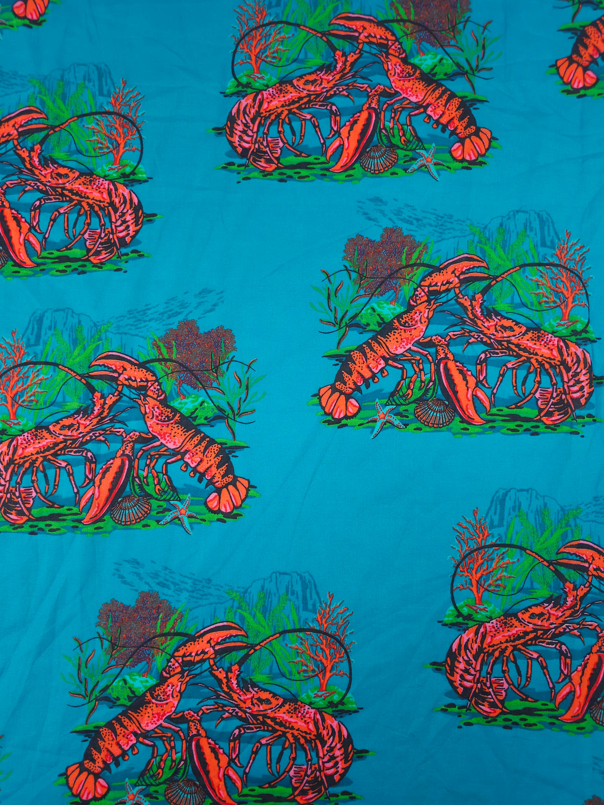 Teal Blue Lobster Lightweight Cambric Cotton - J Crew