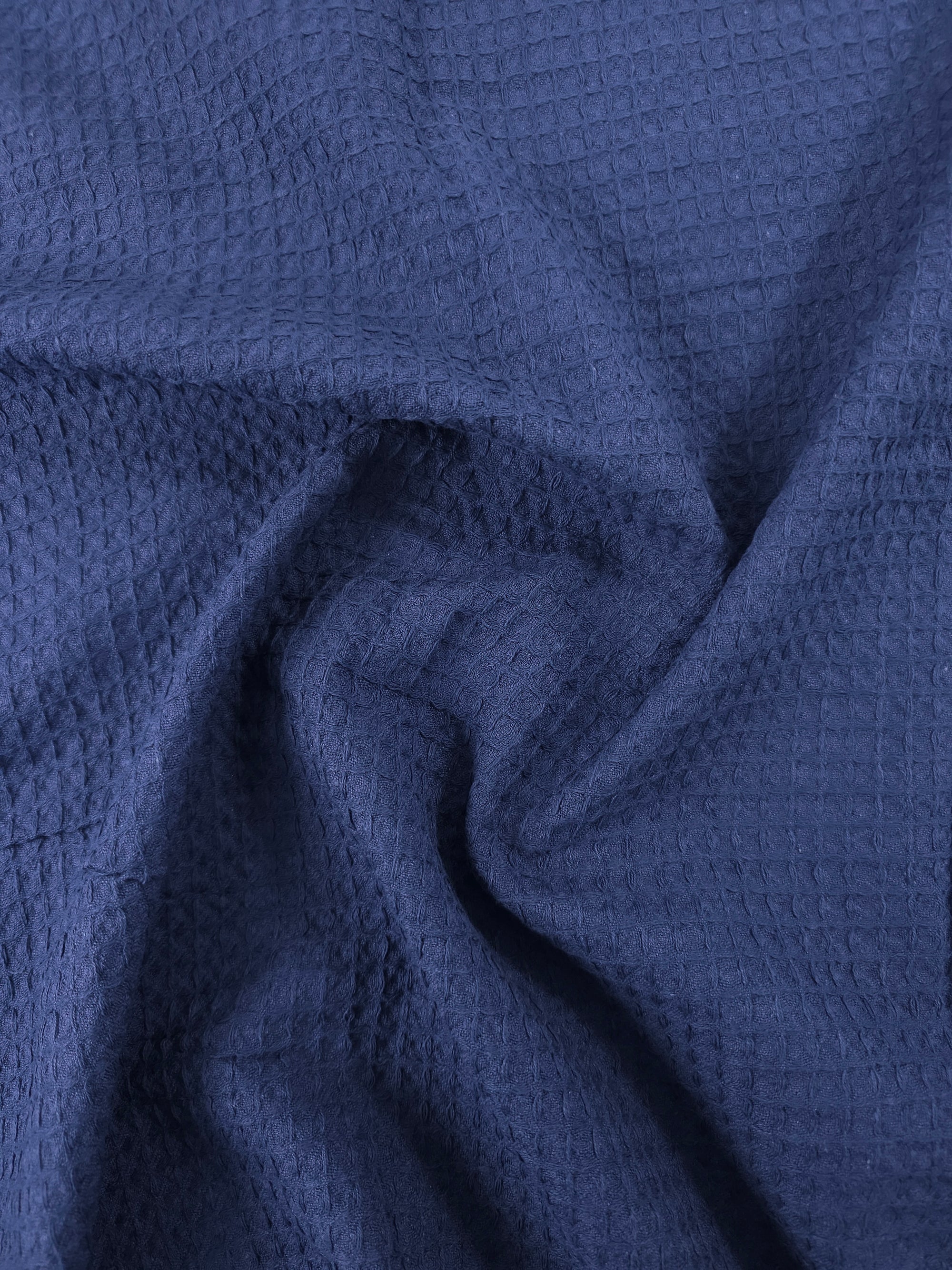 Navy Blue Waffle Cotton *EXTRA WIDE*