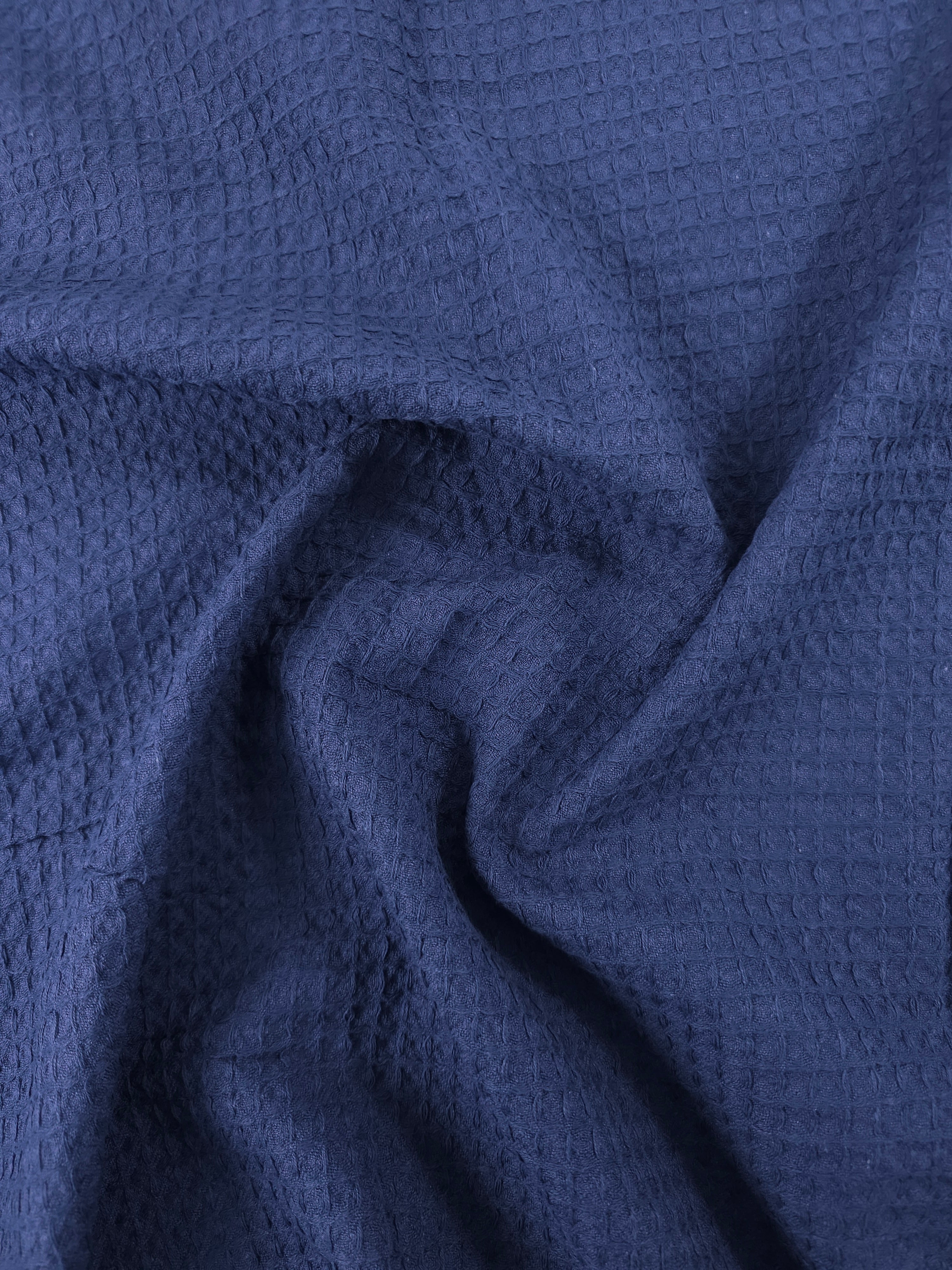 Navy Blue Waffle Cotton *EXTRA WIDE*