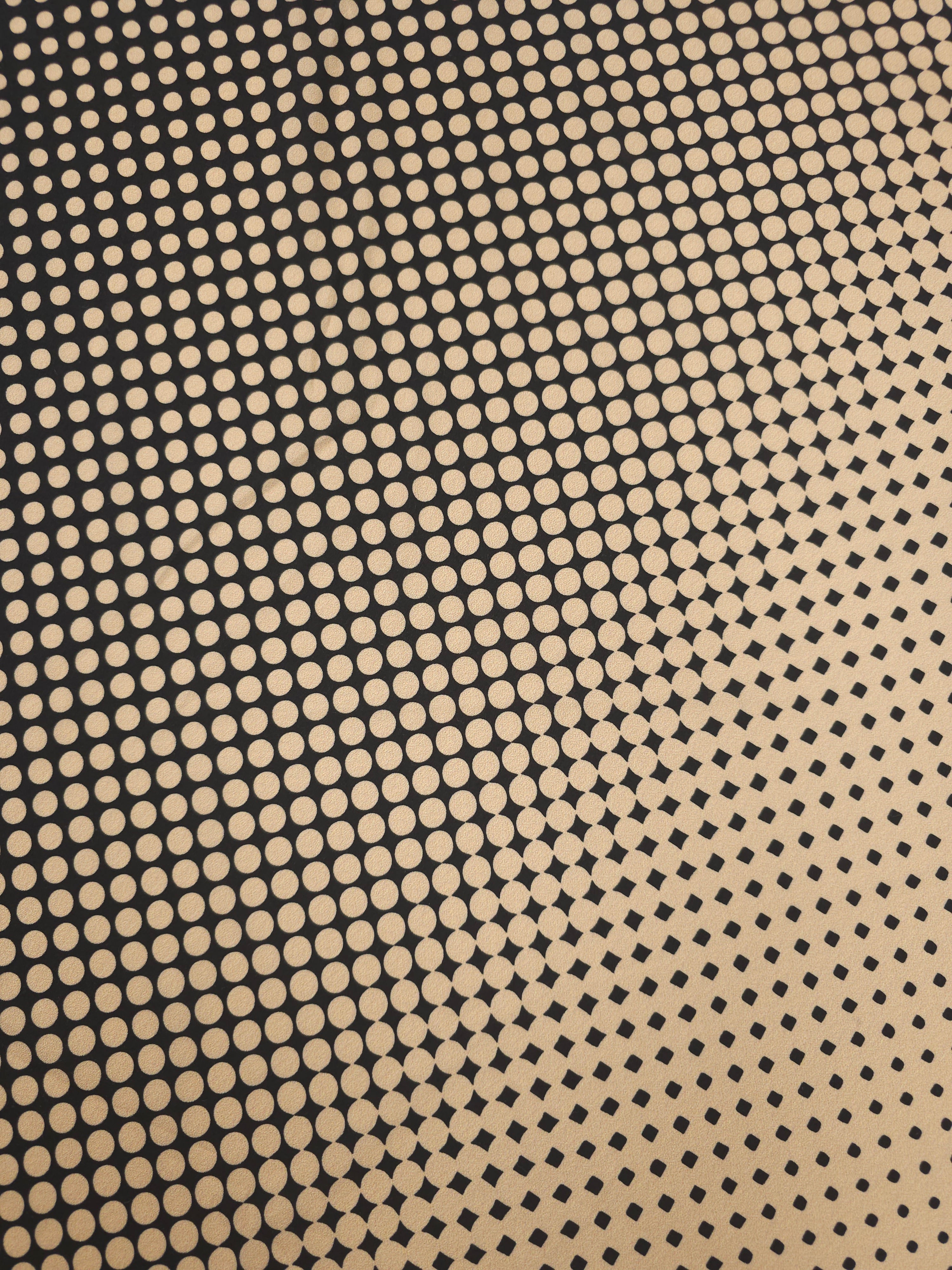 Beige/Black Dotty Trance Poly Crepe