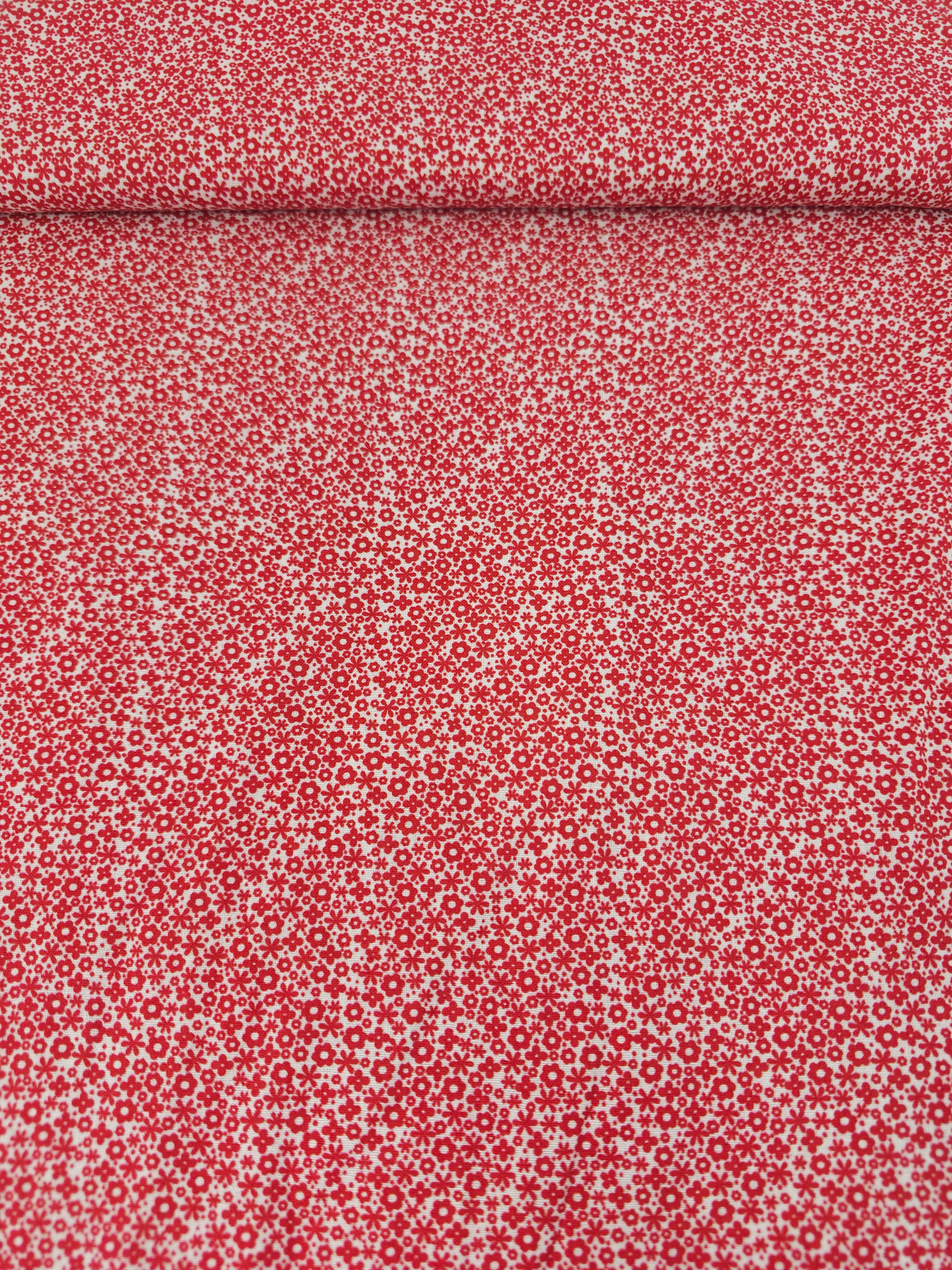 Ultra Mini Ditsy Red Flower 100% Cotton