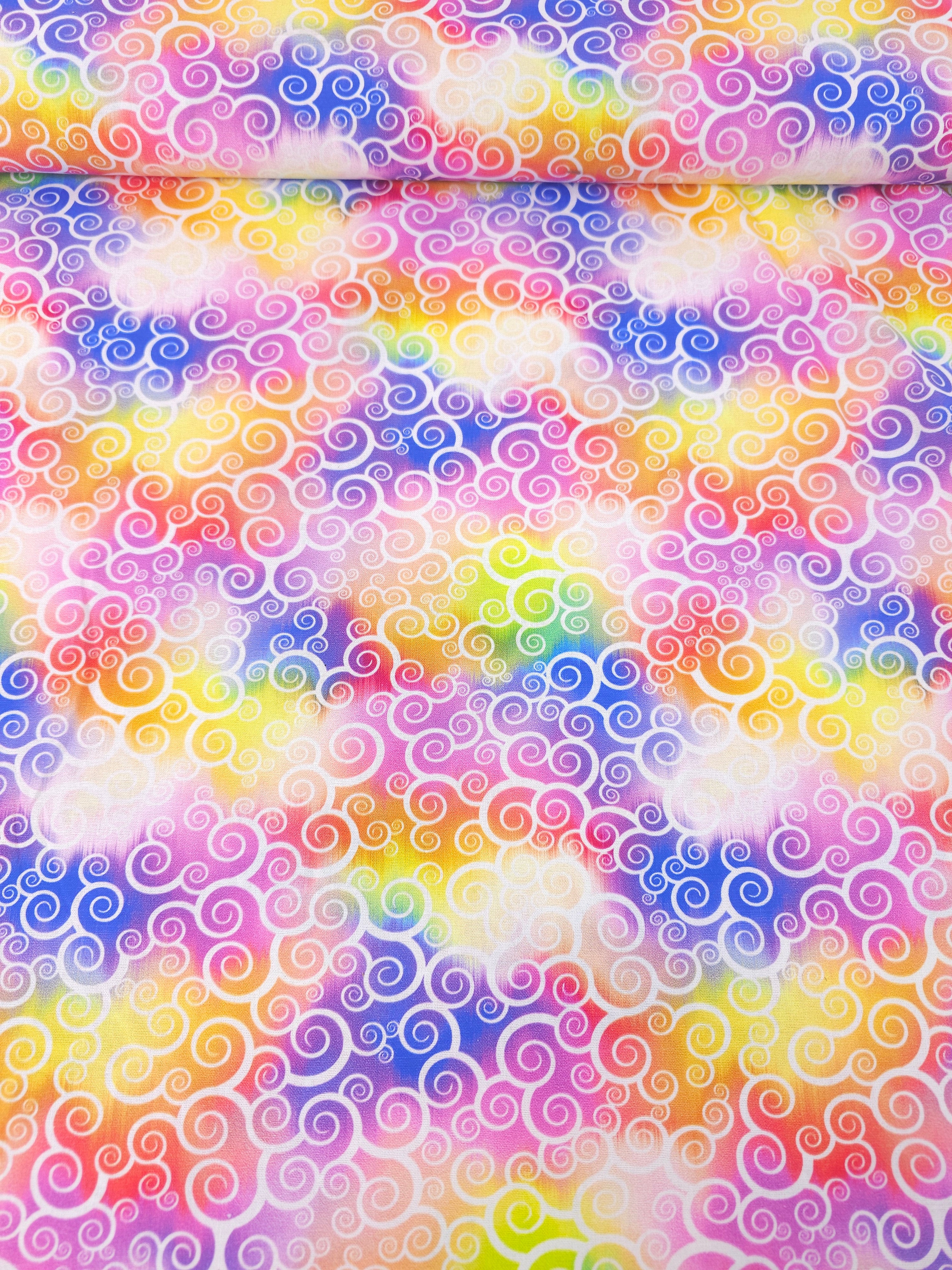 Pastel Rainbow Swirl Cloud Puff 100% Cotton