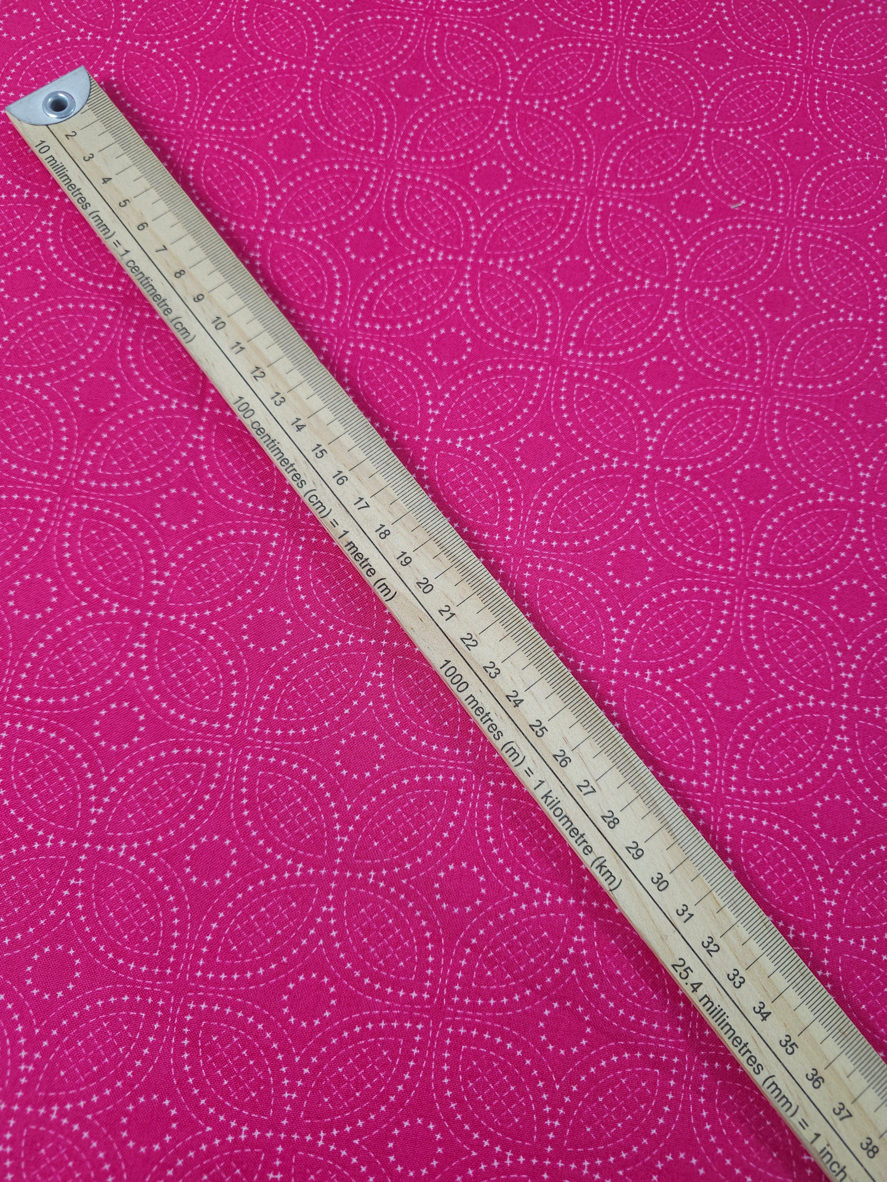 Hot Pink Dotty Petal Flower 100% Cotton