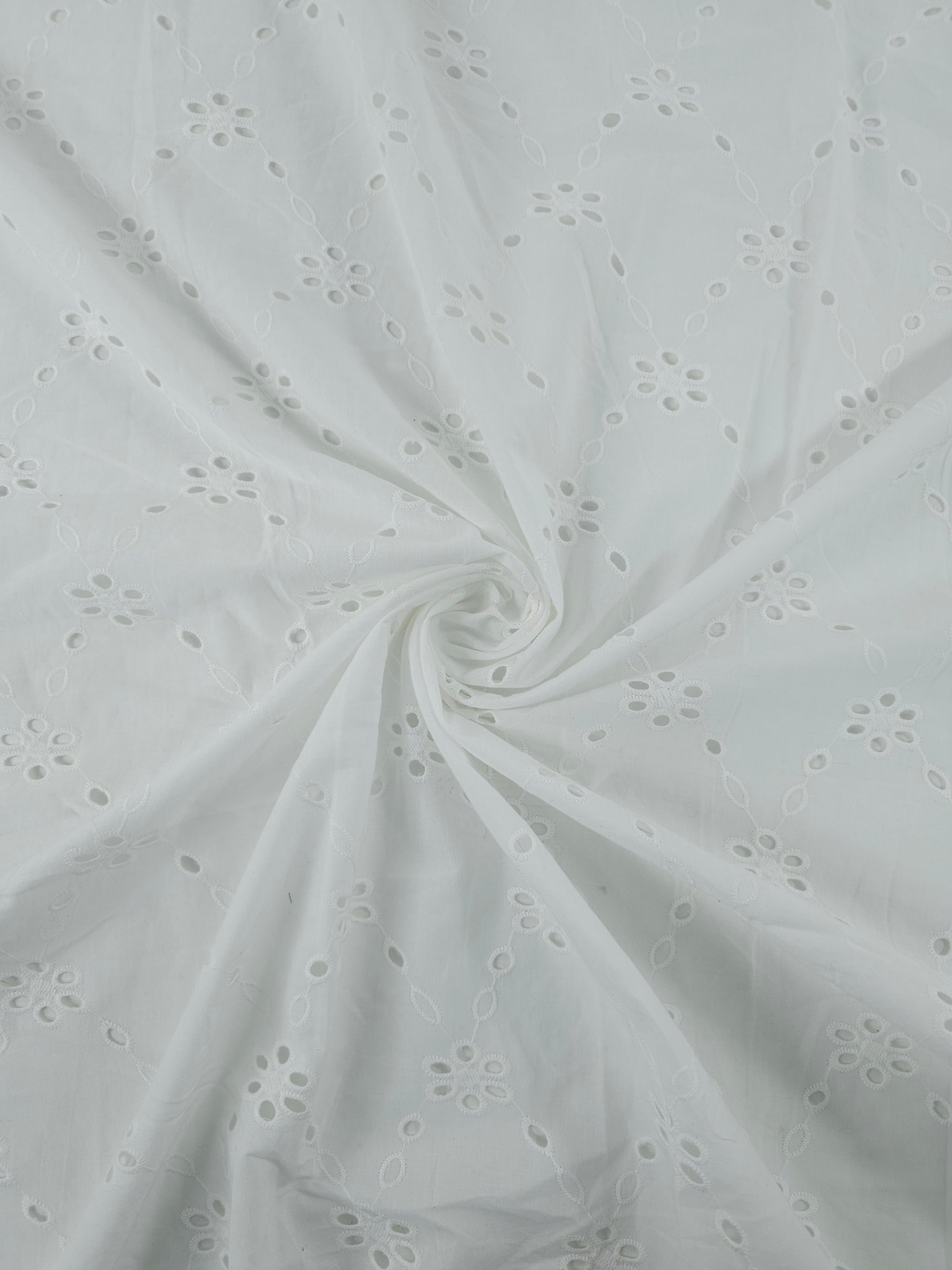 White Daisy Diamond Cambric Cotton Broderie Anglaise