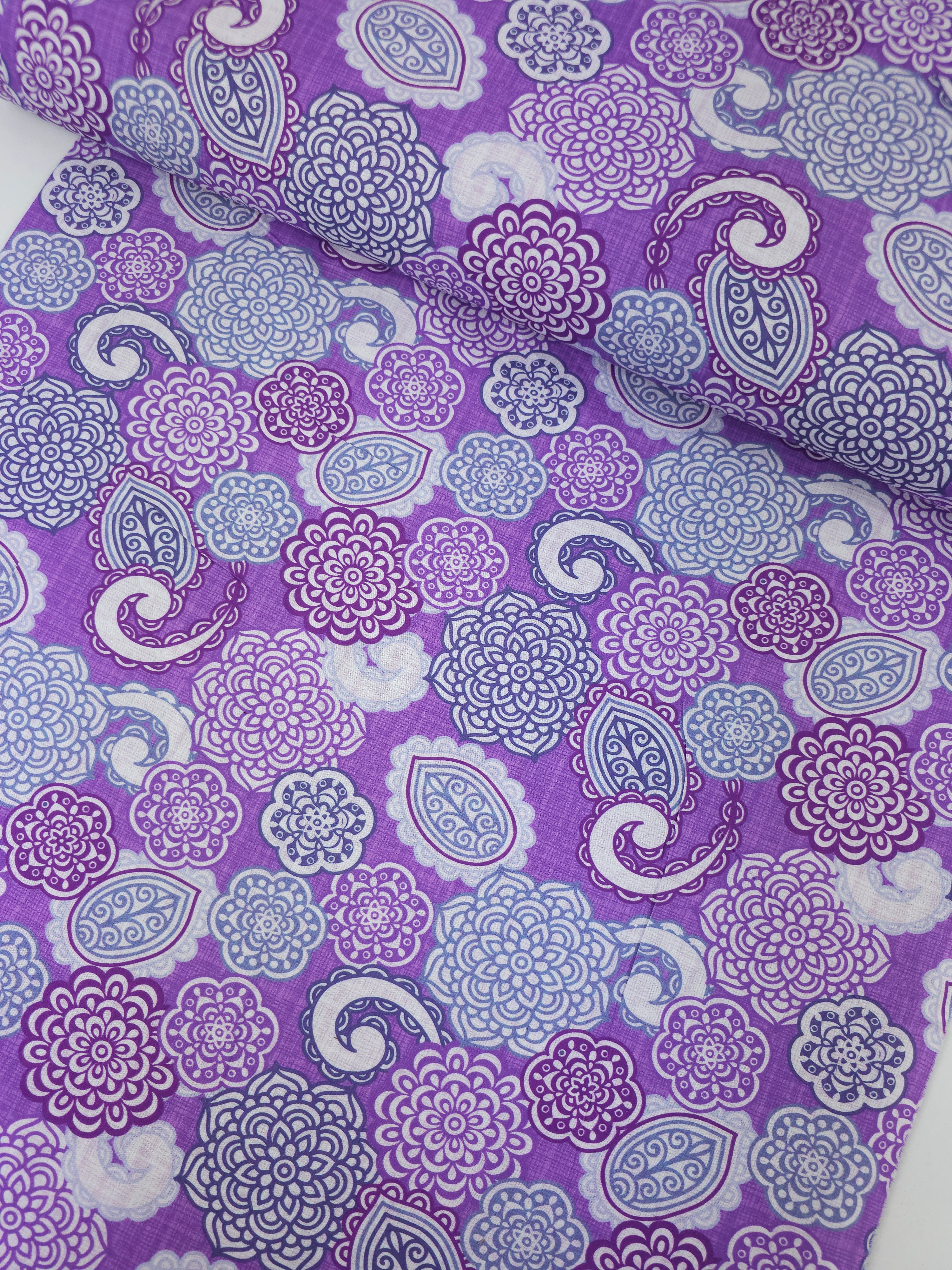 Purple Paisley Floral 100% Cotton