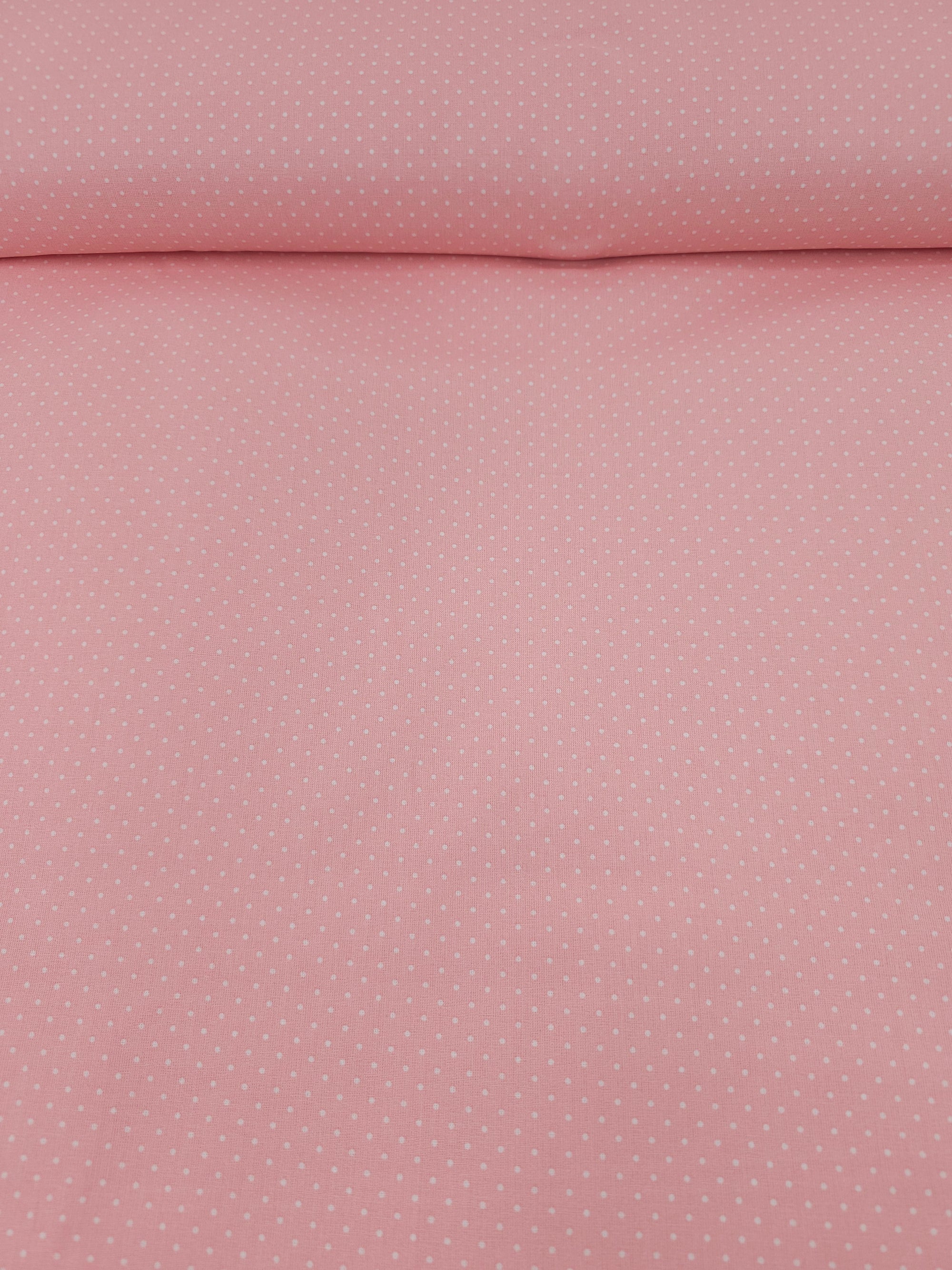 Light Pink Micro Polka Dot 100% Cotton 60"