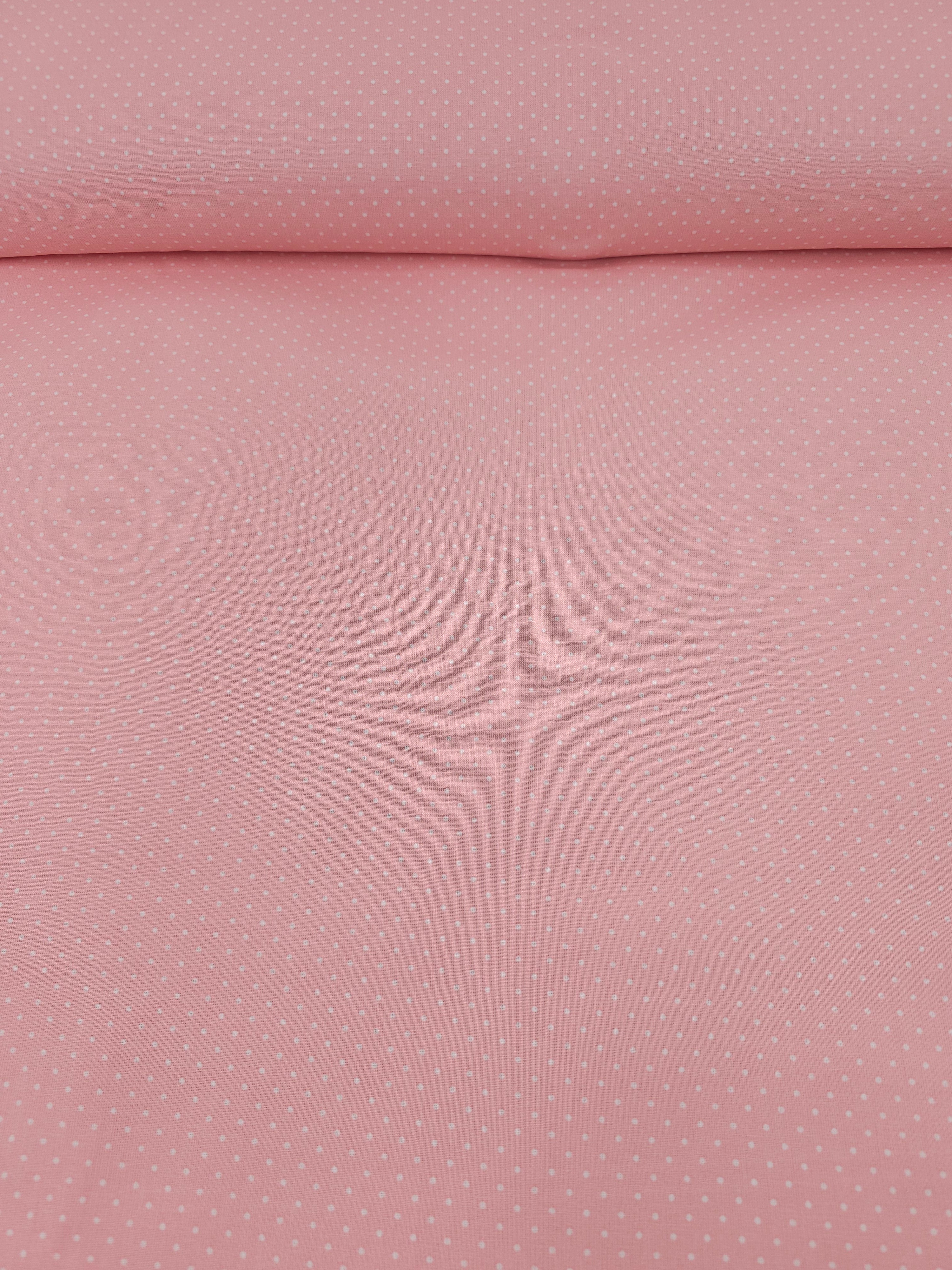 Light Pink Micro Polka Dot 100% Cotton 60"