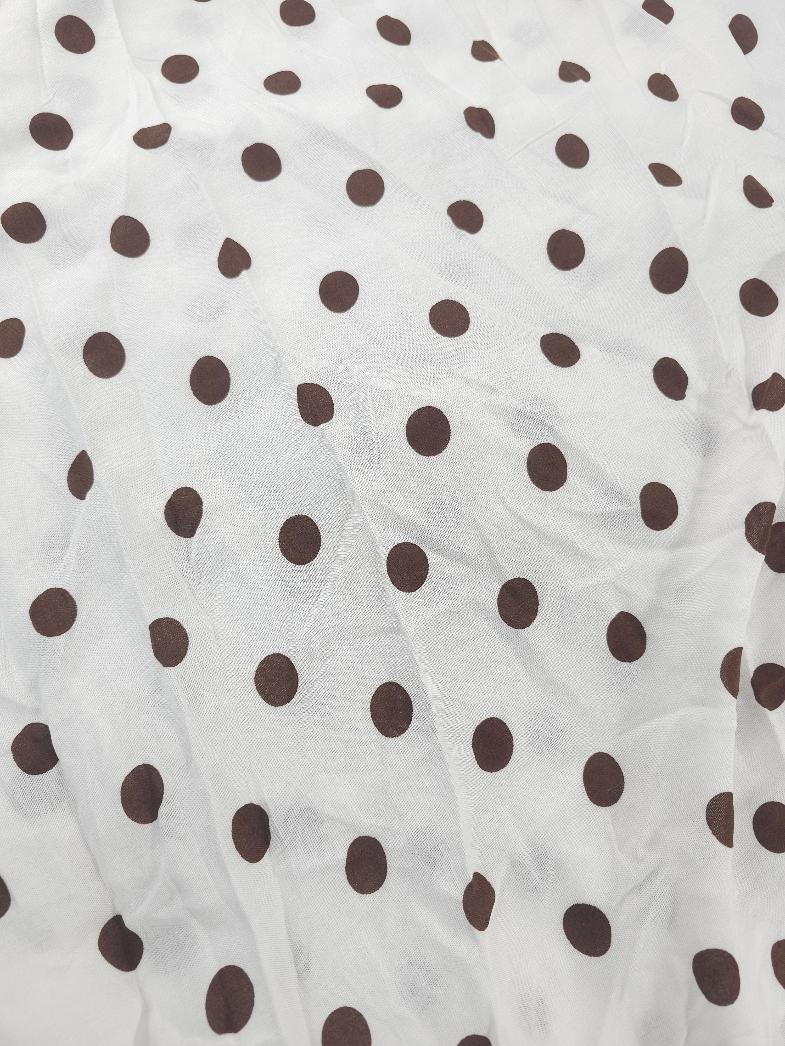 Light brown polka Viscose Chalis- 3m piece