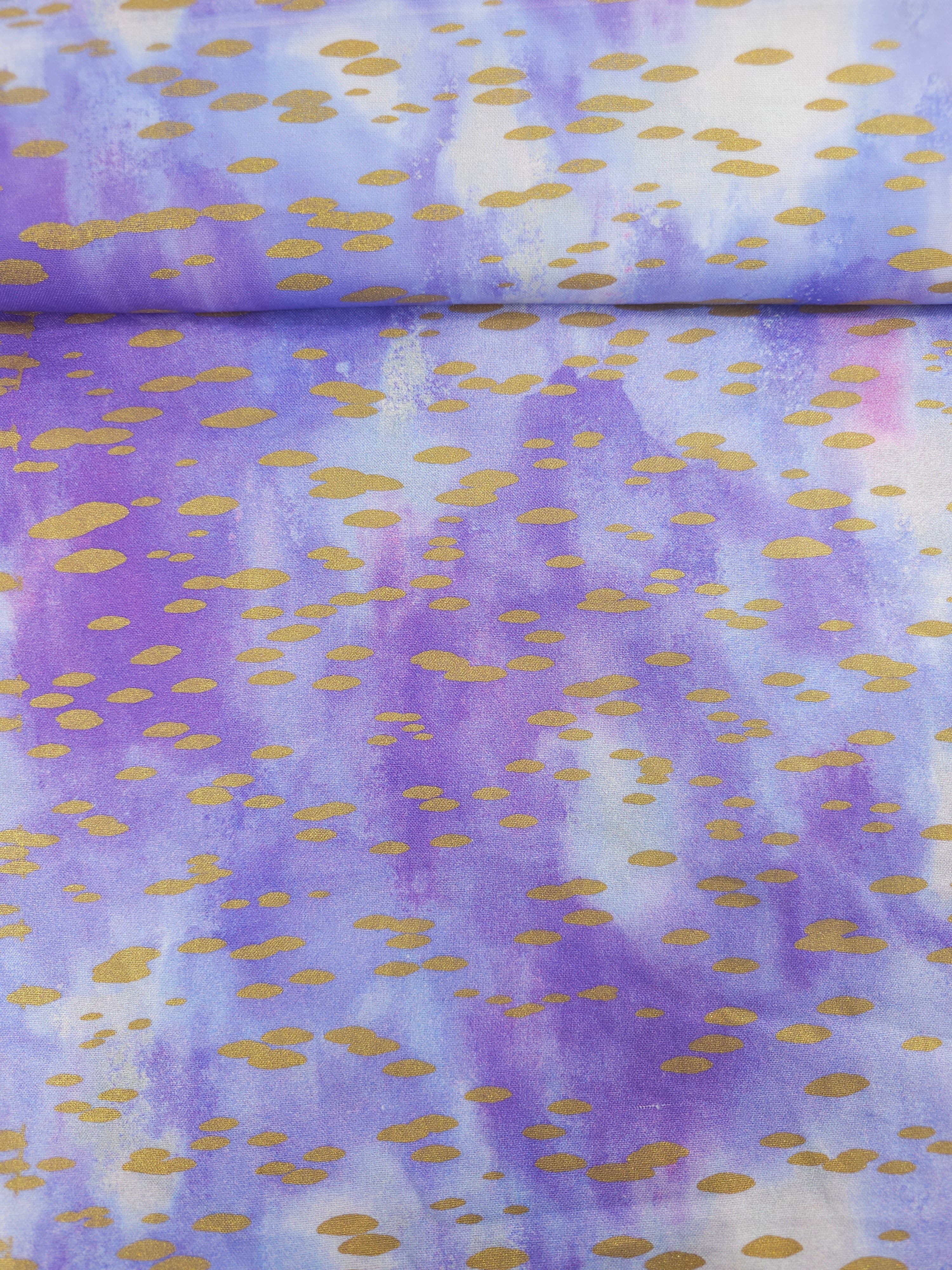 Purple/Gold Chromaticity Brushstroke 100% Cotton - Robert Kaufman