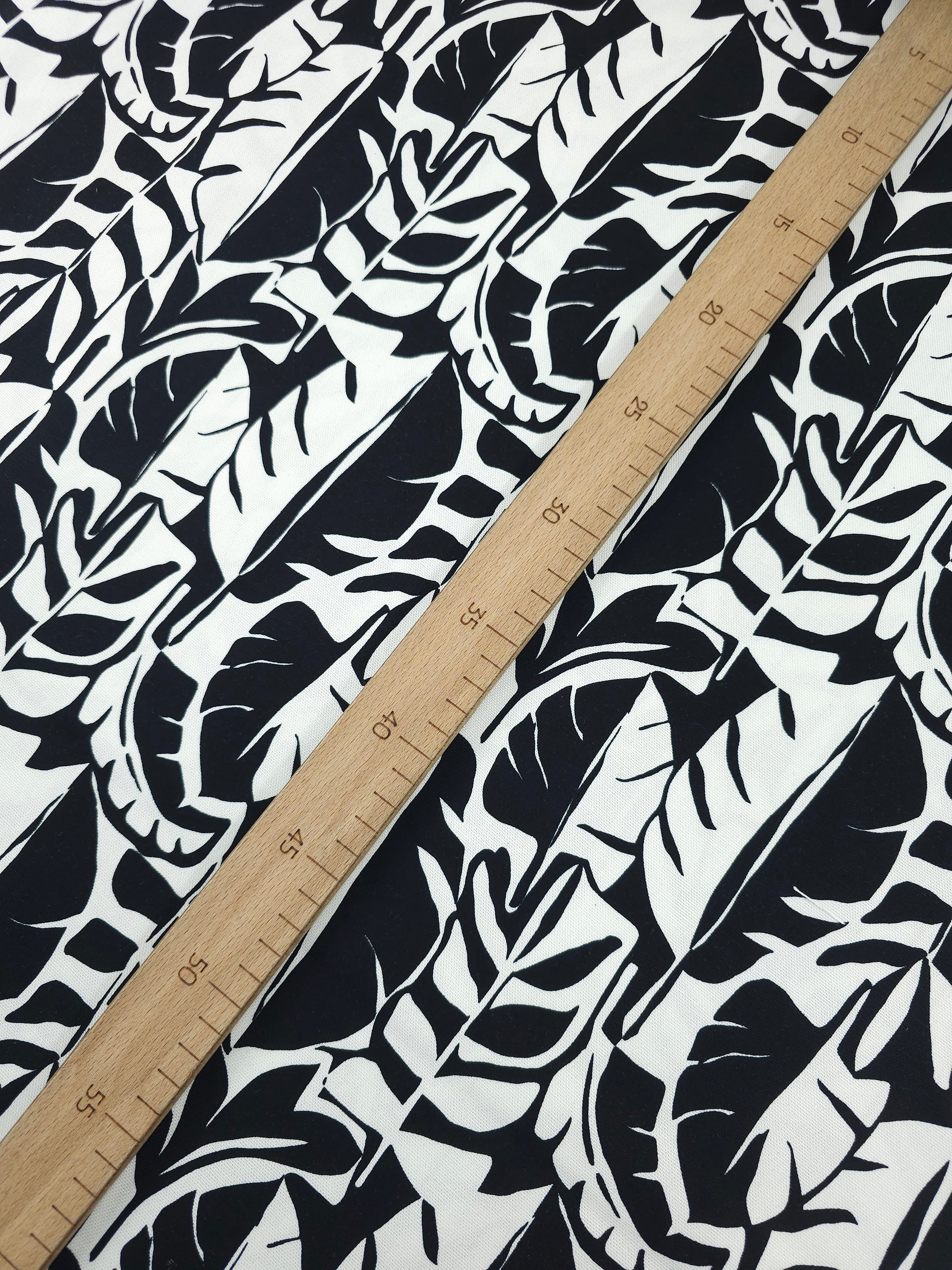 Black/White Mono Palm Leaf Lightweight Canvas Cotton