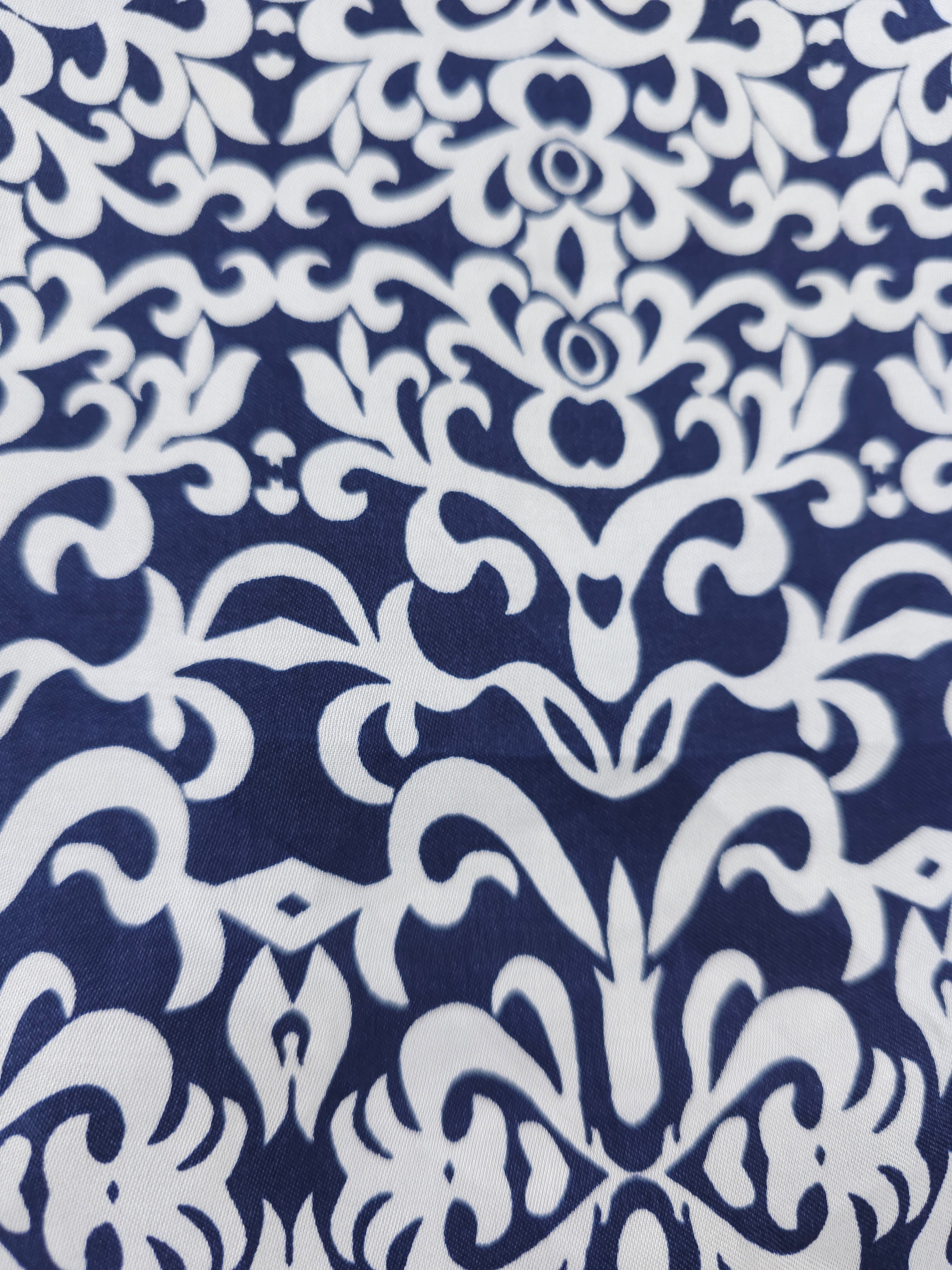 Navy traditional swirl Viscose sateen- 2.7m piece
