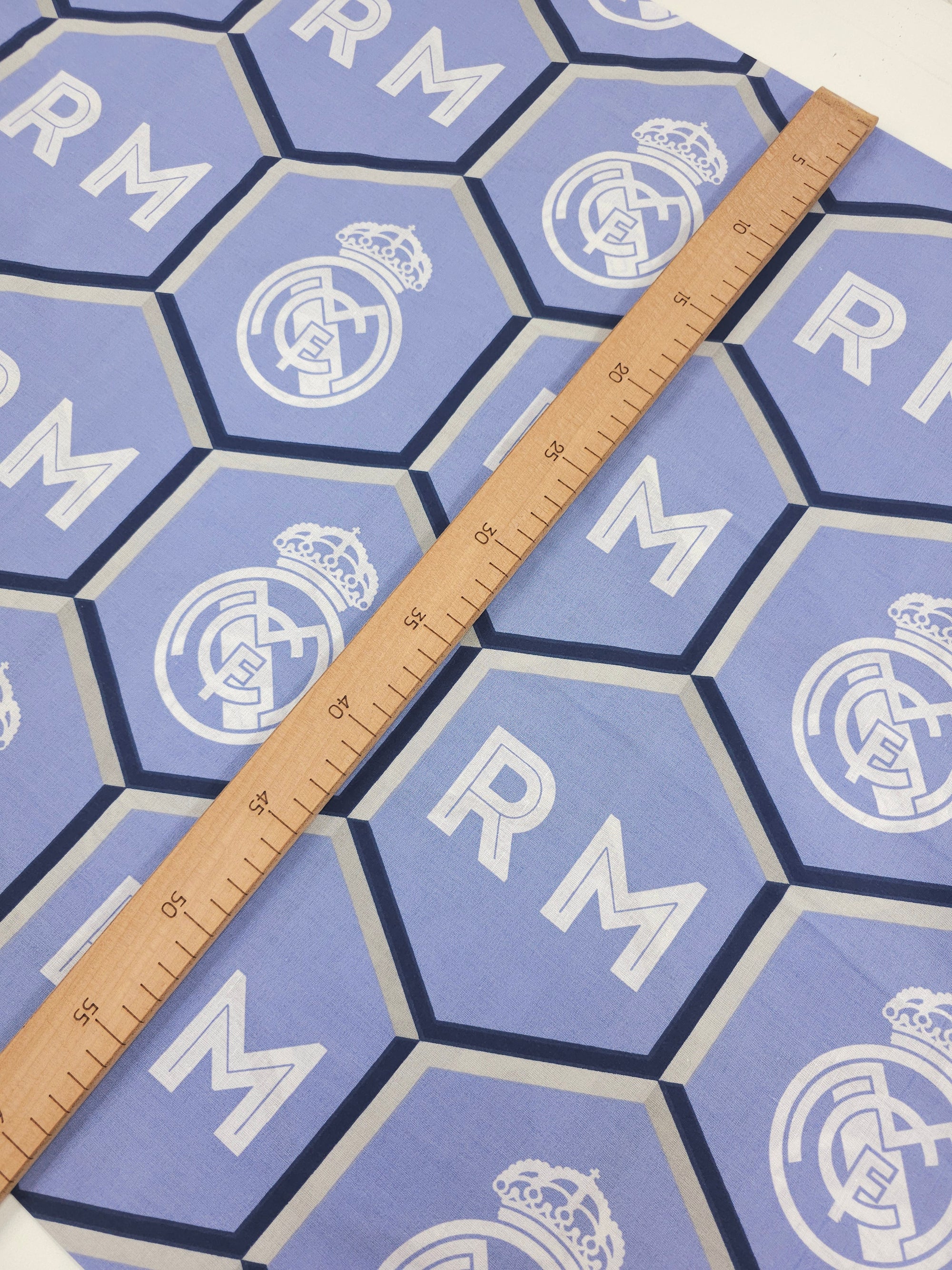 Real Madrid FC Emblem Hexagon 100% Cotton Football Fabric 94" *EXTRA WIDE*