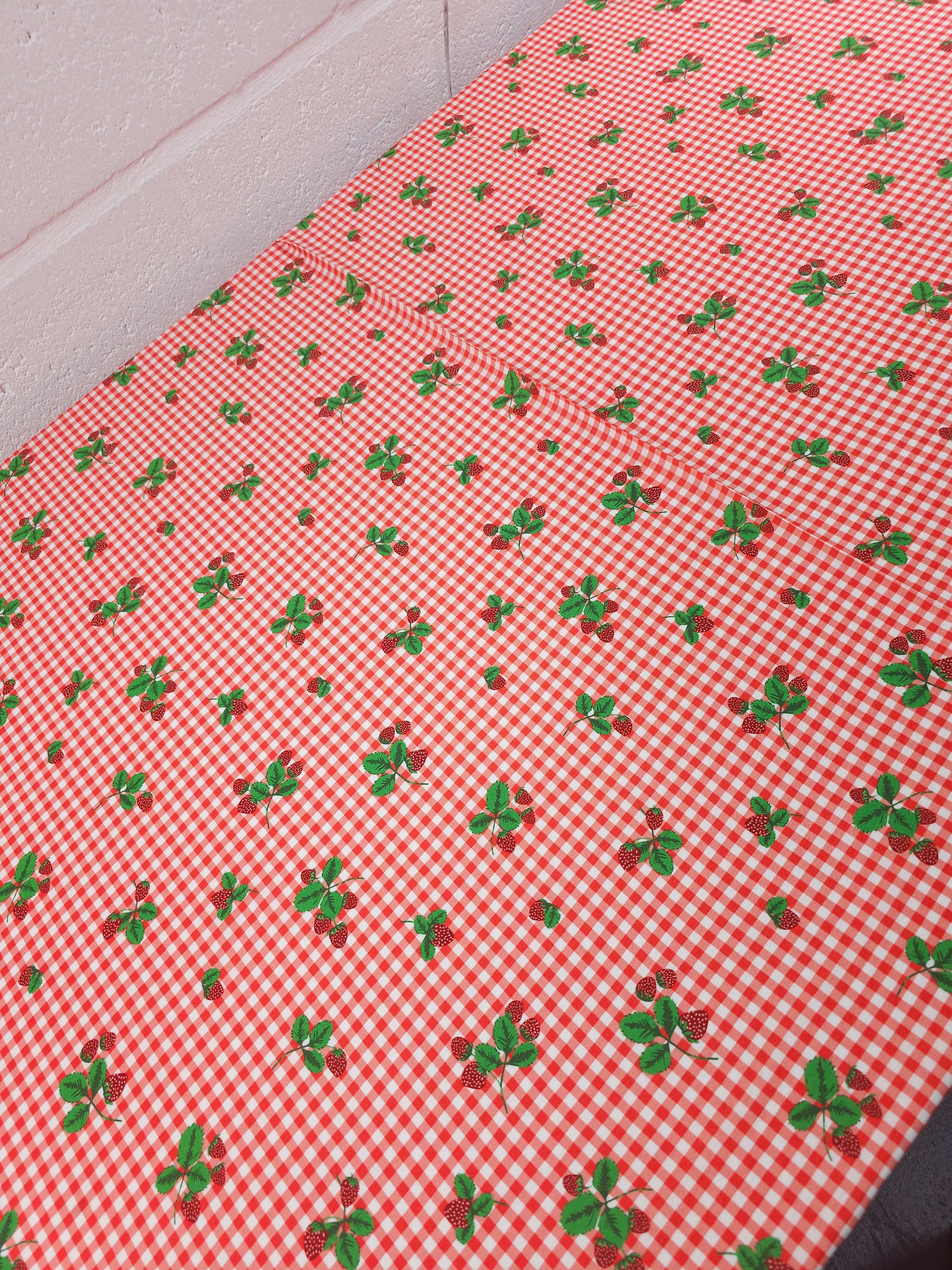 Red Ditsy Strawberry Gingham Viscose Modal