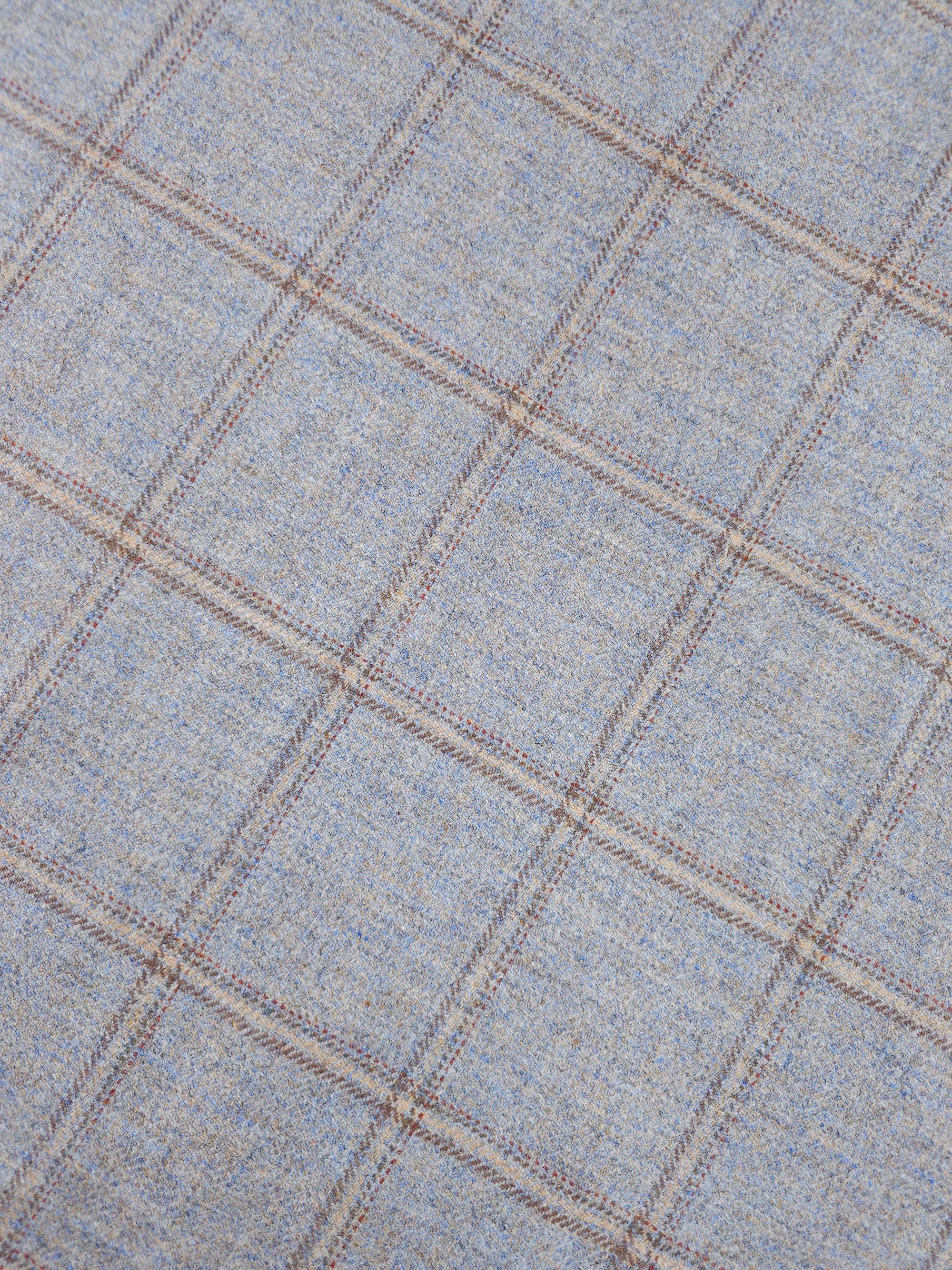 Powder Blue/Beige Speckle Square Check Soft 100% Wool *ABRAHAM MOON*