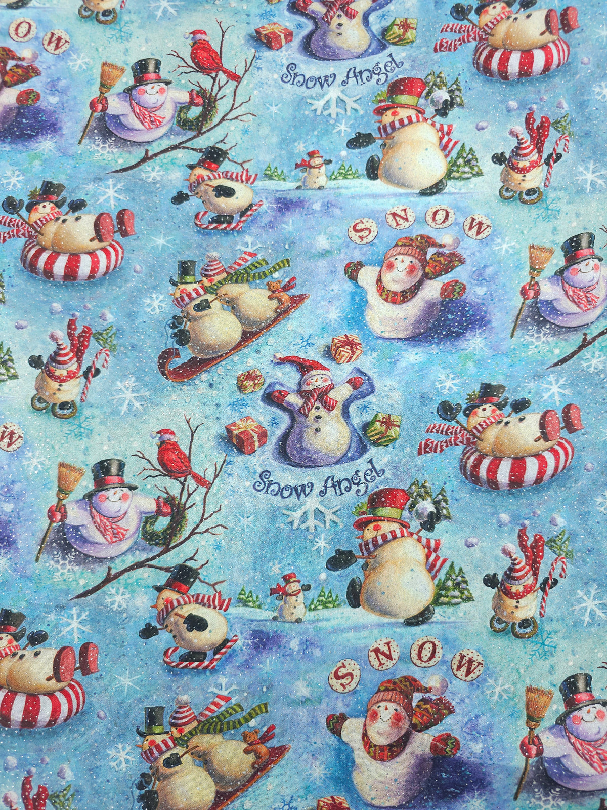 Glitter Snowman 100% Cotton- Geoff Allen
