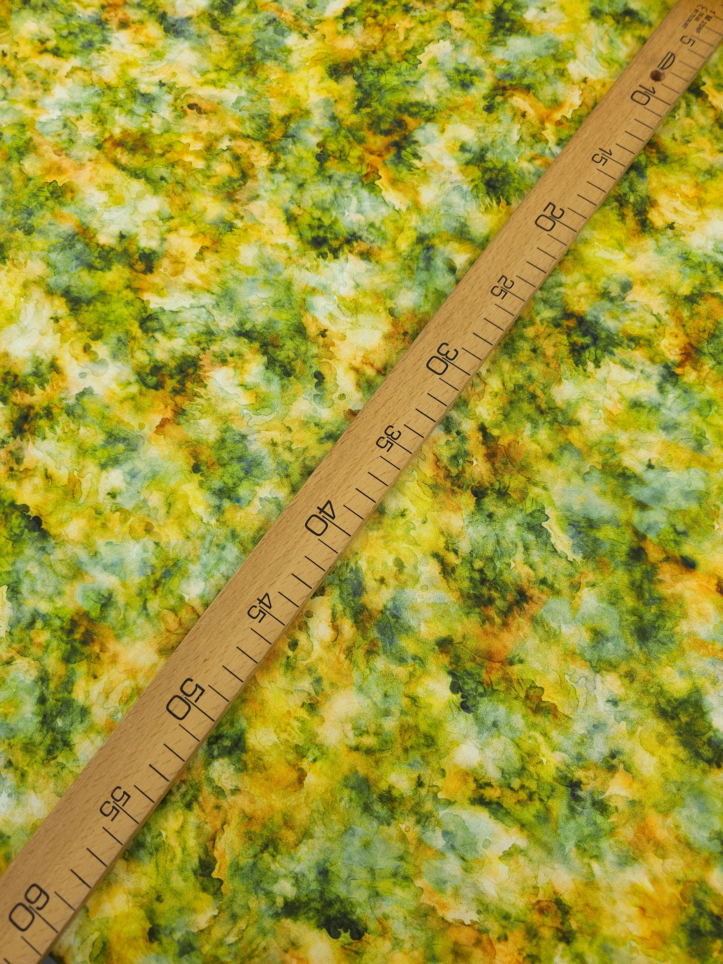 Green/Yellow Iris Watercolour Smoke 100% Cotton 106" *EXTRA WIDE*