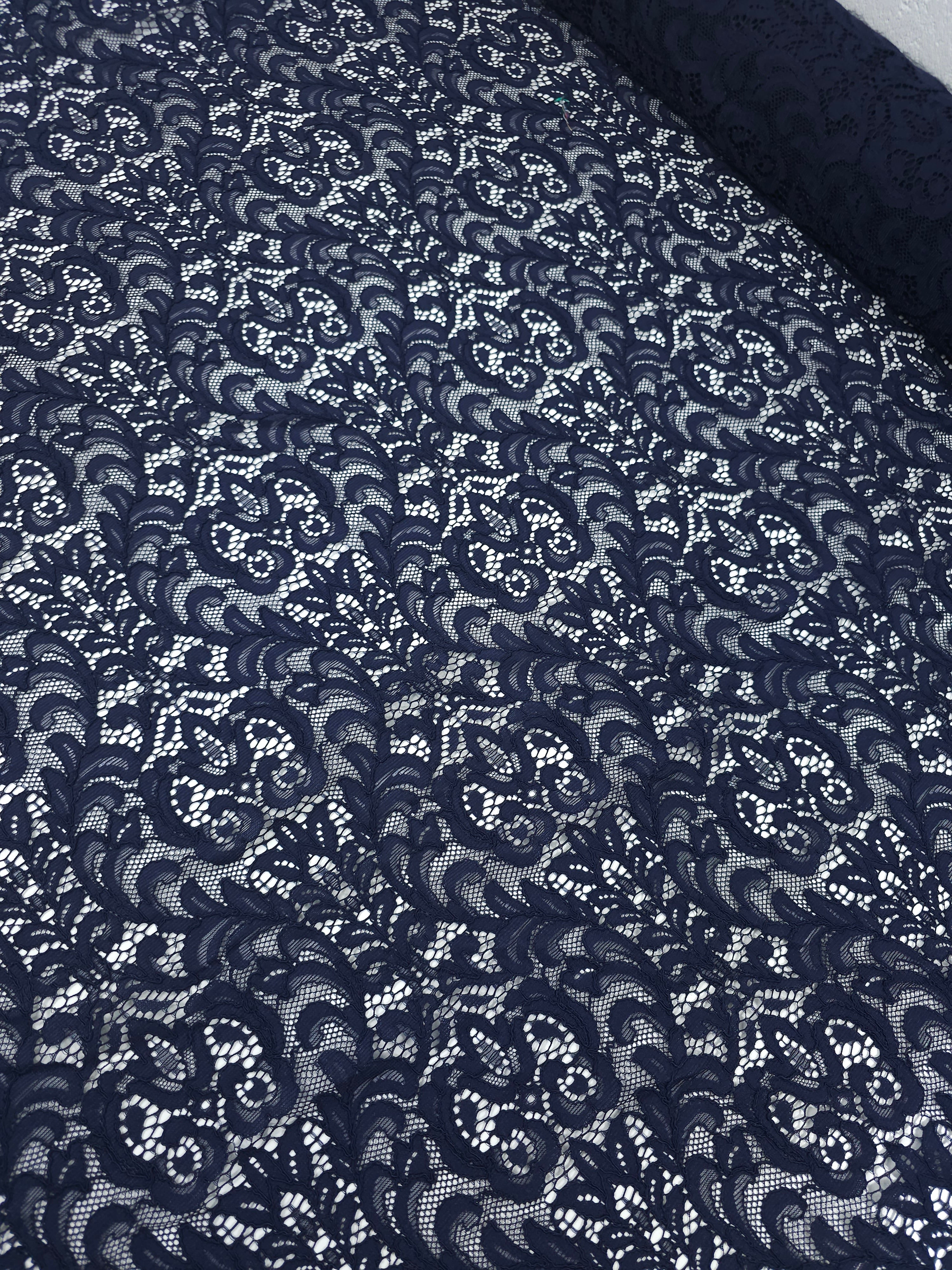 Navy Damask Lace