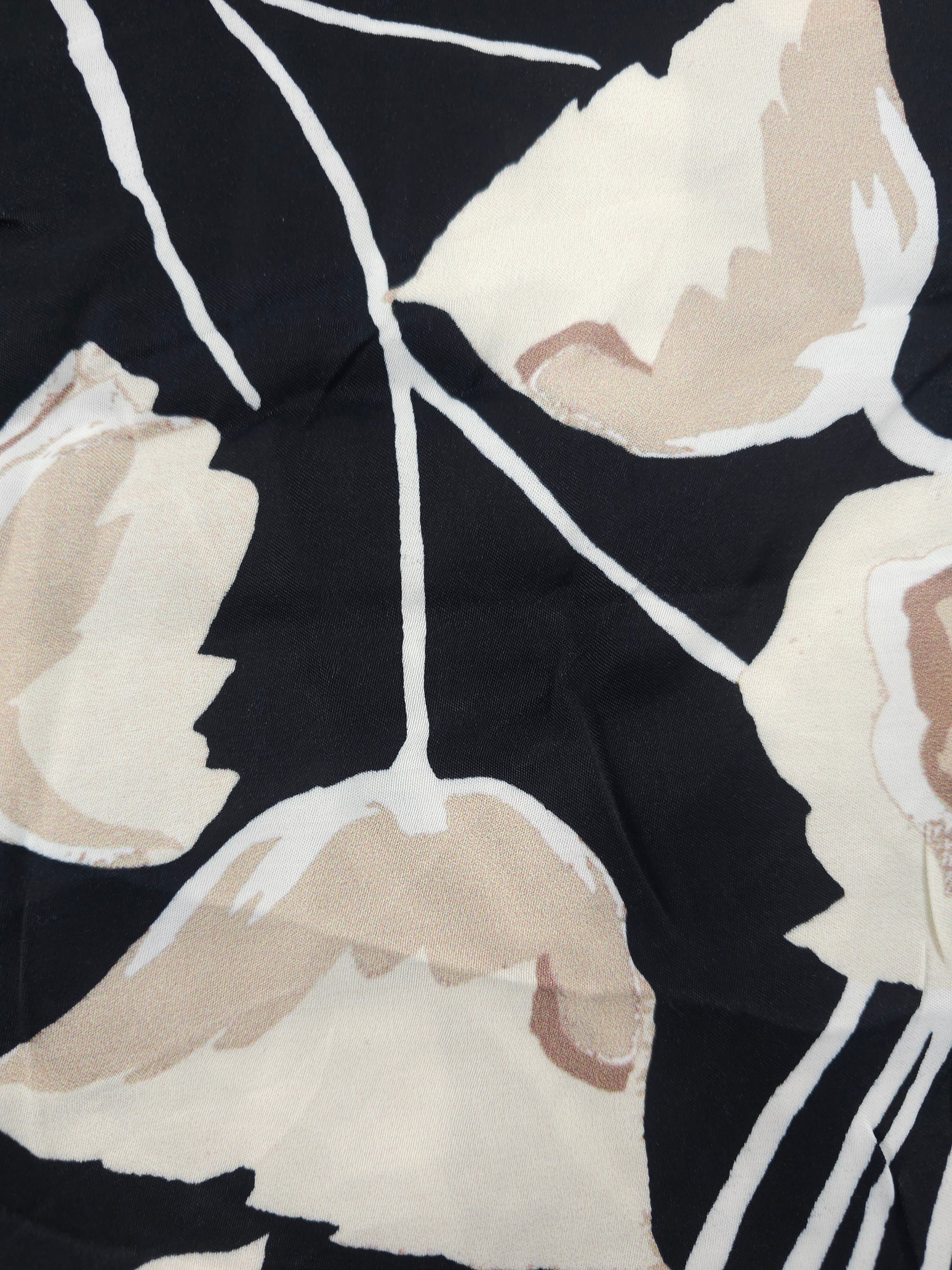 Dark cream floral Viscose sateen- 1.7m piece