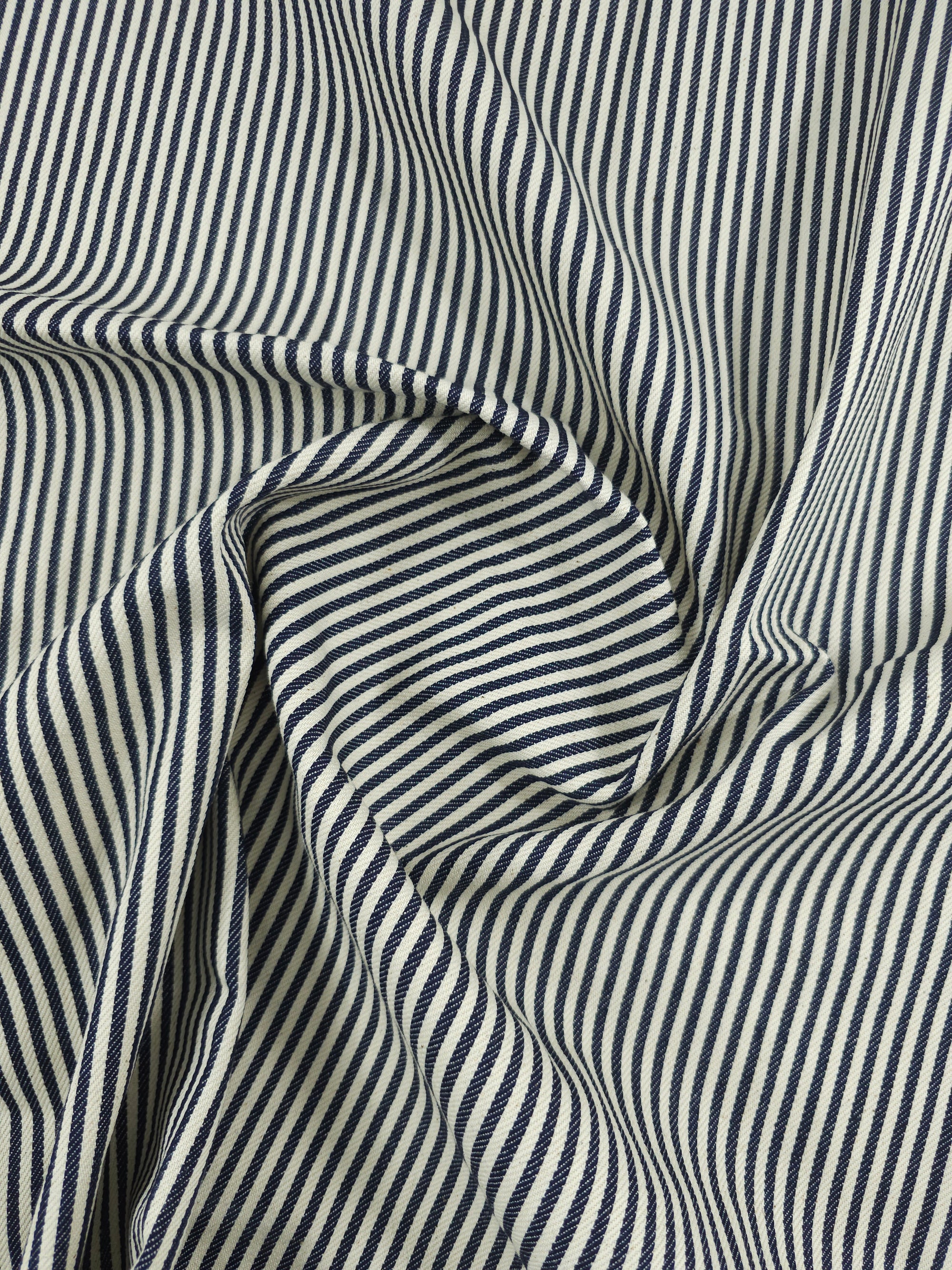 Ivory/Navy Narrow Stripe Denim