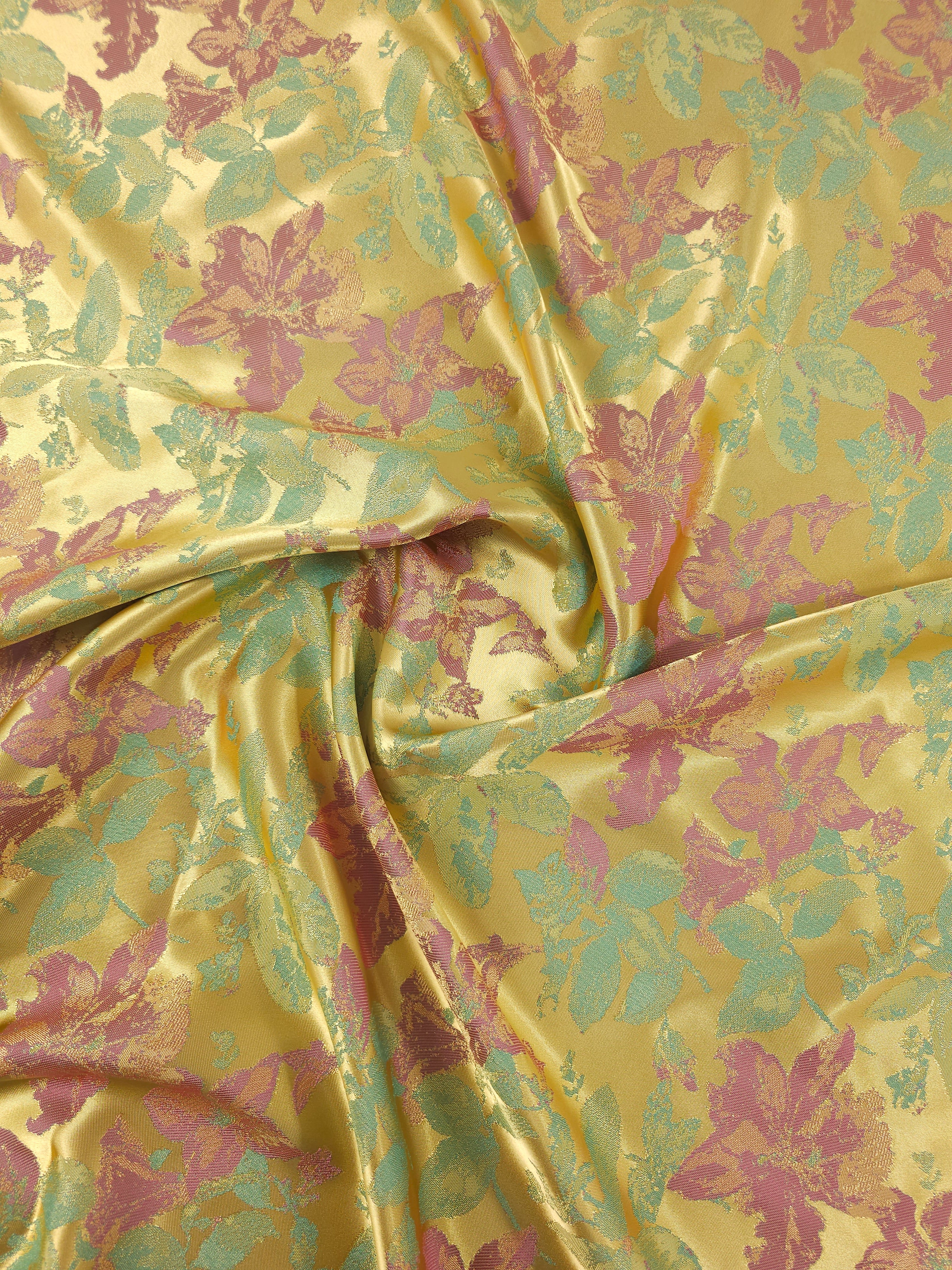 Gold Petal Floral Viscose Jacquard Mix