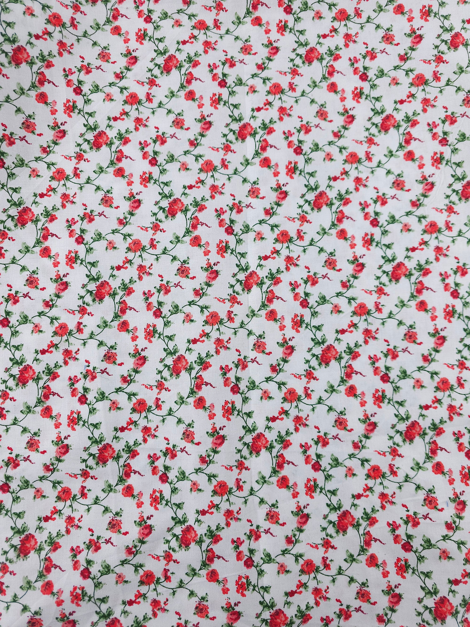 Intertwined Rose Roses Cotton - 1m Piece