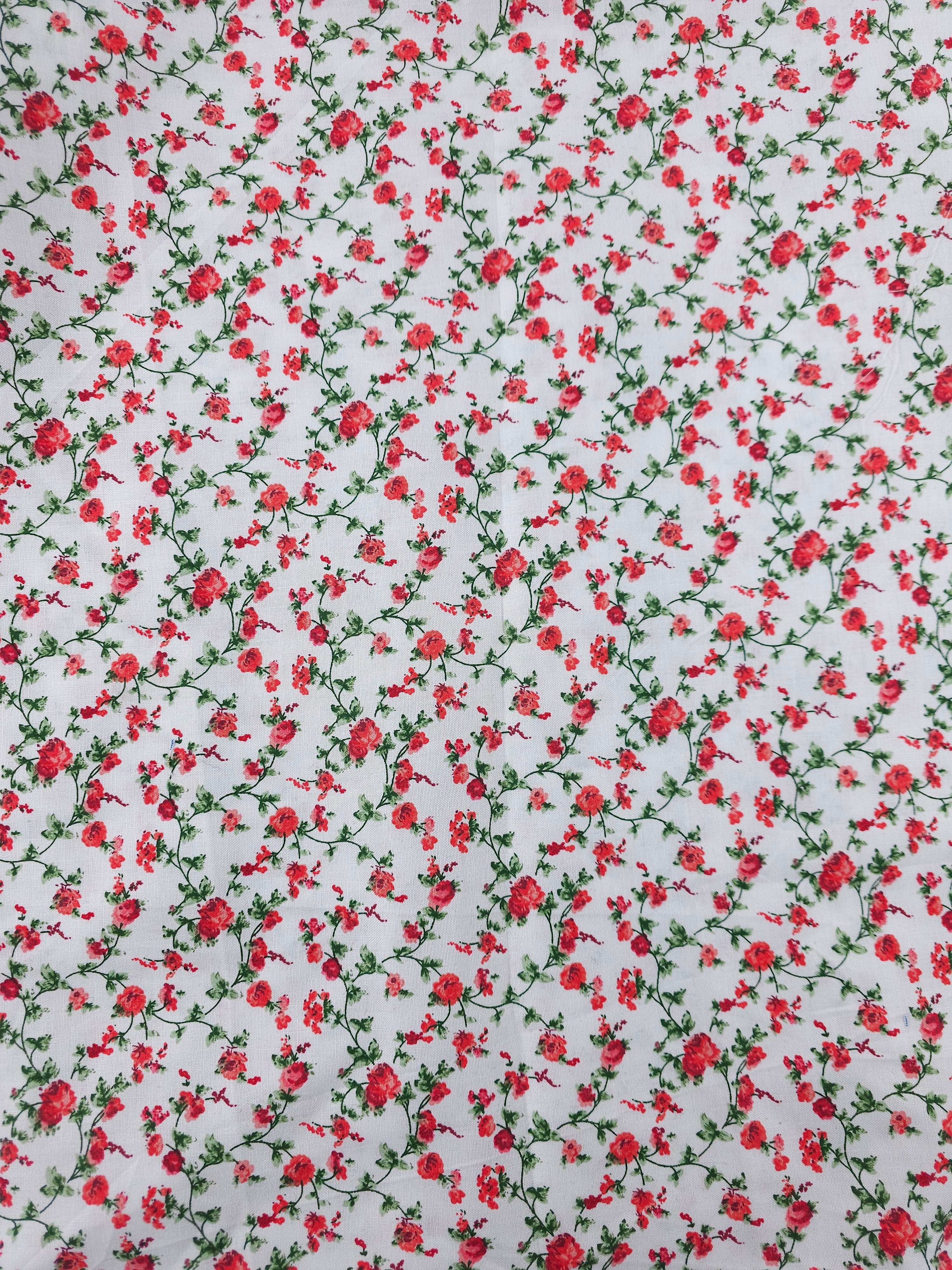 Intertwined Rose Roses Cotton - 1m Piece