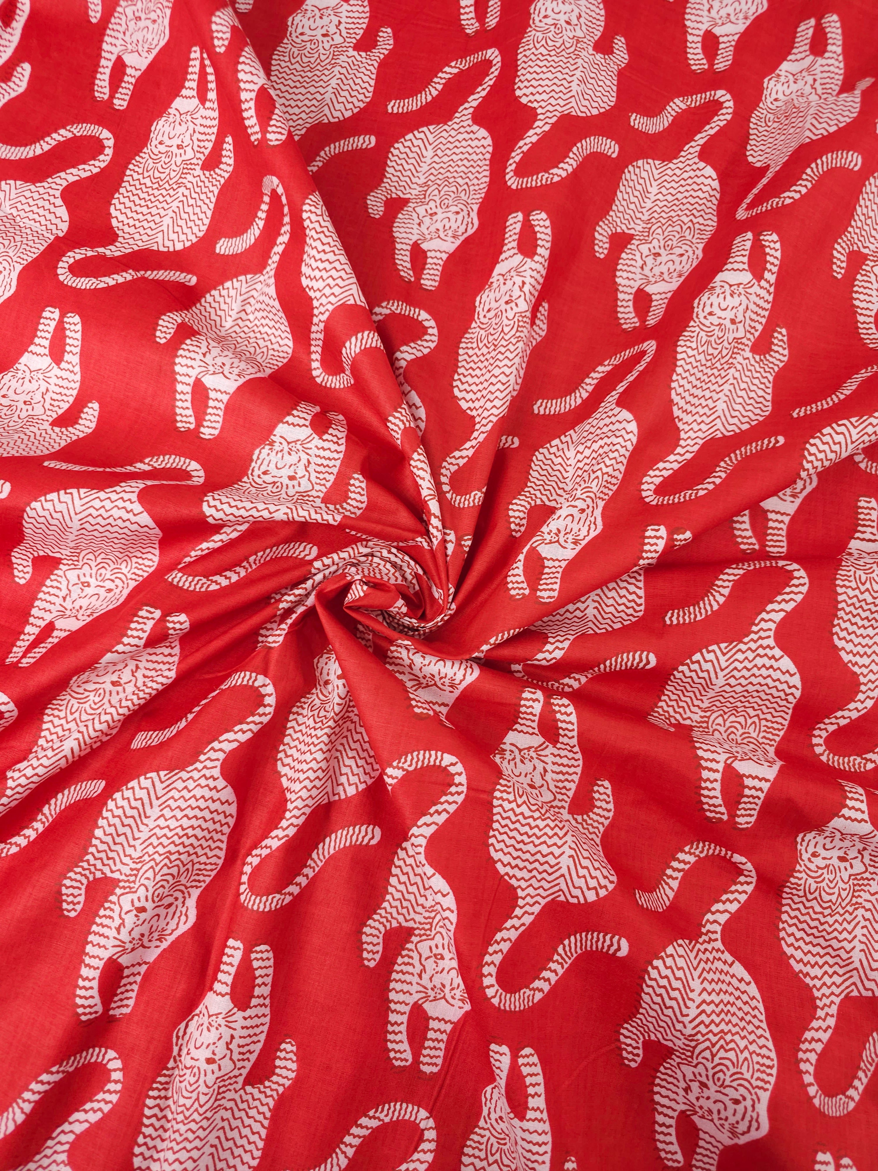 Red Tiger Block Print Cotton
