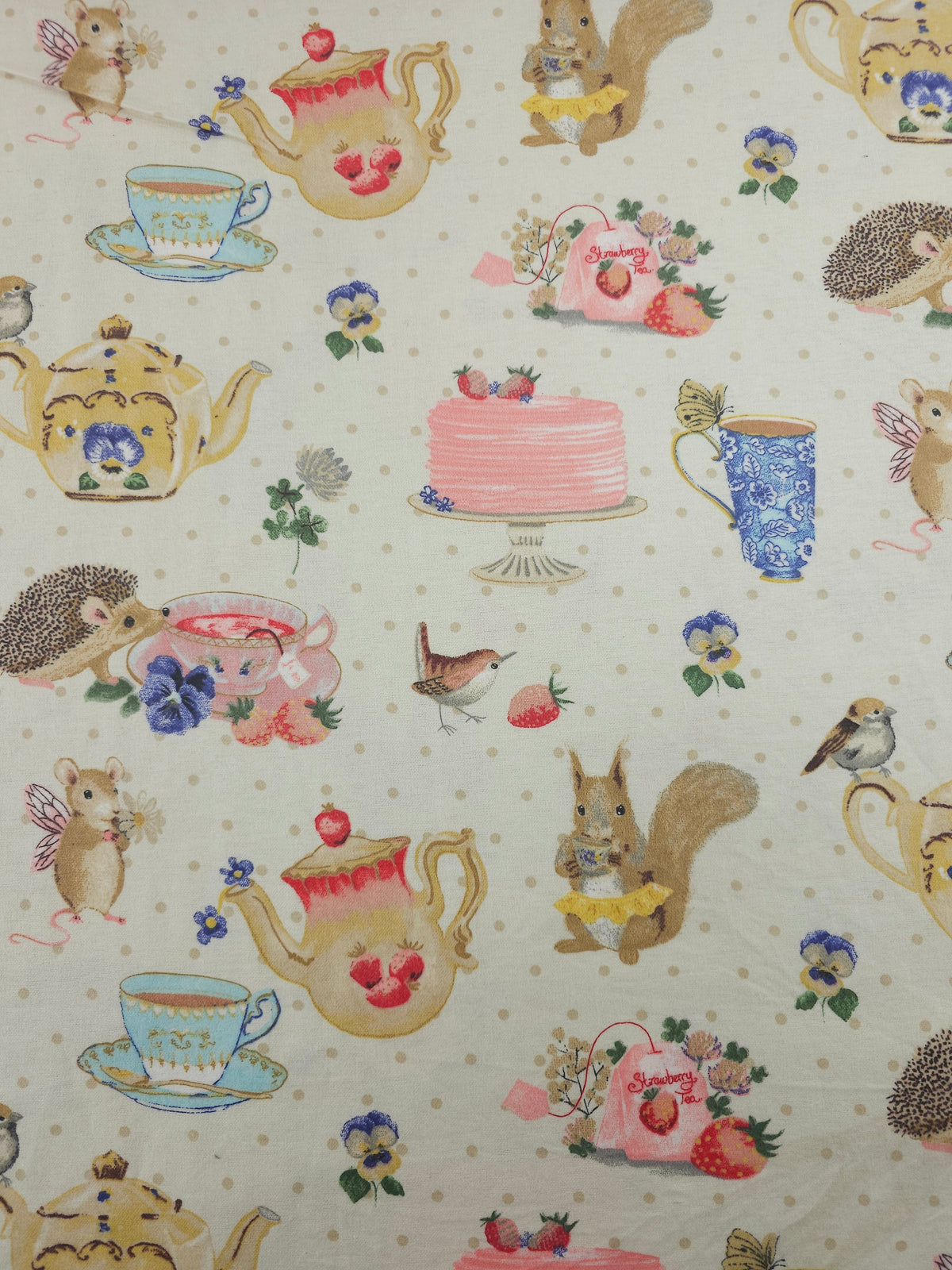 Hedgehog Mouse Tea Party Lightweight Flannel Cotton