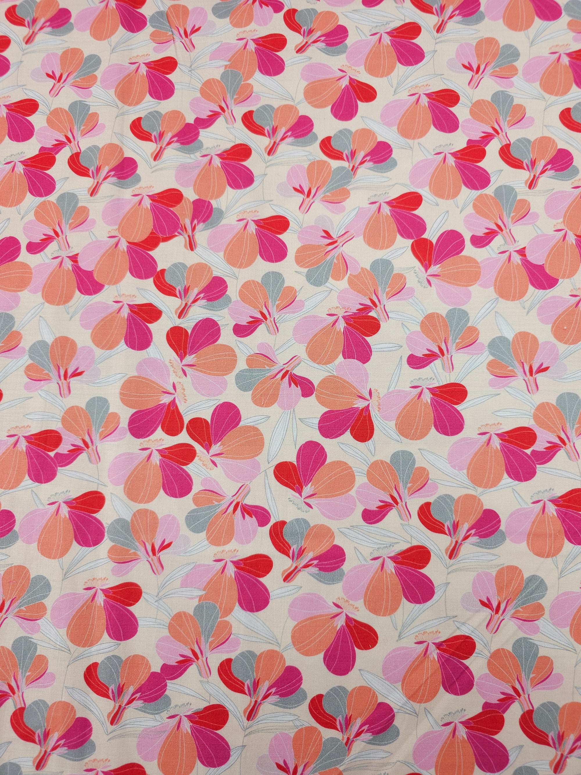 Pink/Coral Floral Flutter 100% Cotton