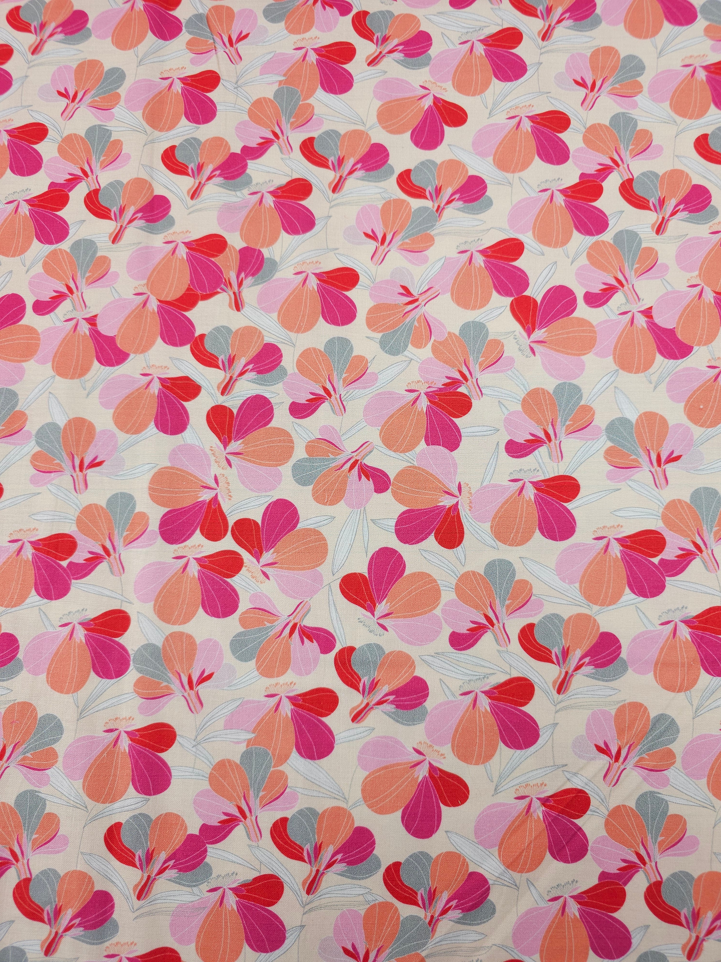 Pink/Coral Floral Flutter 100% Cotton